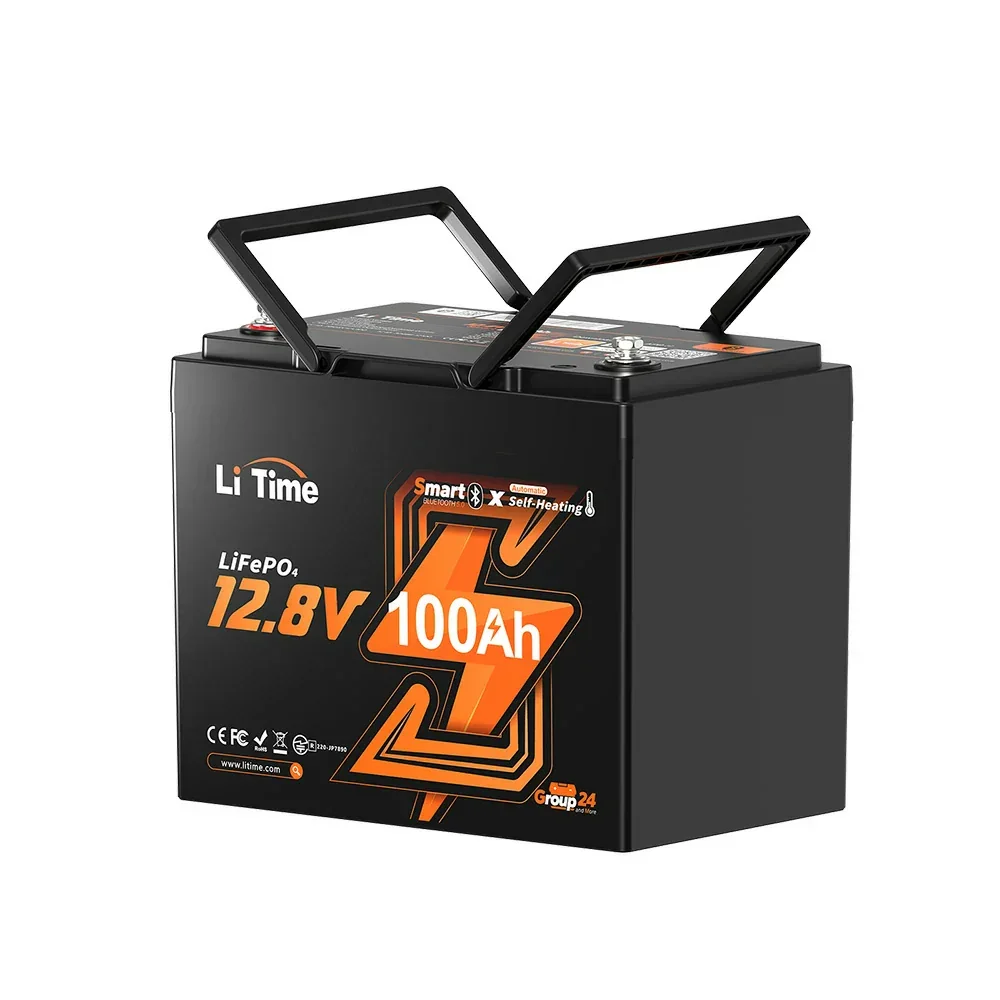 LiTime 12V 100Ah Group 24 Bluetooth Lithium Battery with Self Heating