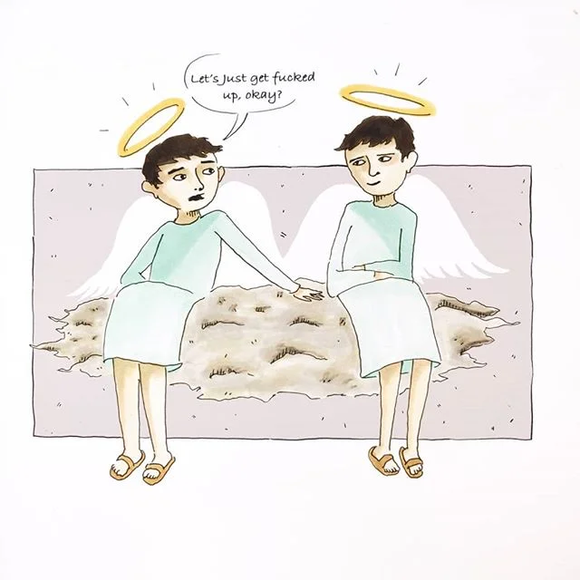 Friends of eternity. An Angel's treat
.
.
.
#illustrationartist #illustrationartist #imagination #illustrator #illustration #cartoon #cartoonart #cartoonartist #comic #funny #darkhumor #angel #friendshipgoals #artistofinstagram #artoftheday #madebykersey #makearteveryday #badjokes #haha #editorialillustration #heaven #letsgetfuckedup