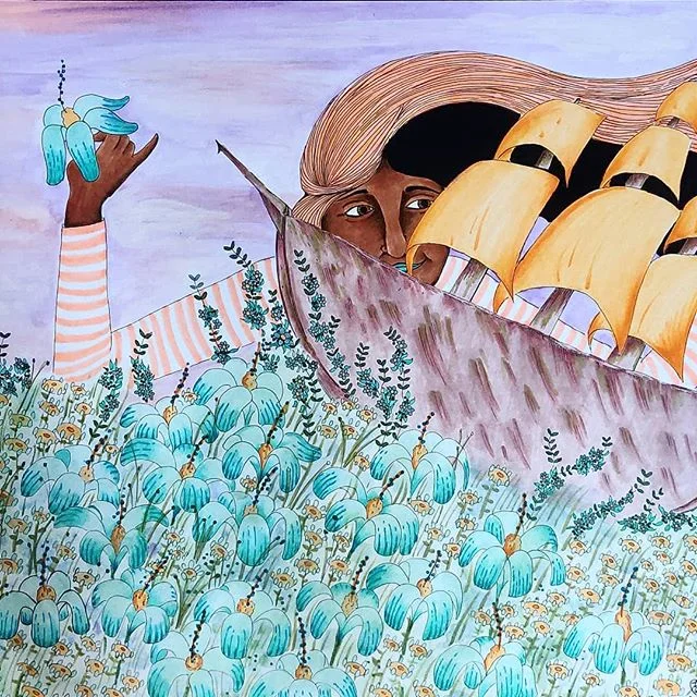 💙💛 When the ships come sailing in⛵
.
.
.
#woman #art #illustrationartist #illustratorsoninstagram #cartoon #cartoonfineart #cartoonartist cartoonist #ship #whimsical #illustrationart #illustration #watercolor @copic_official #mixmedia #mixmediaart #madebykersey #flowers #blue #yellow #girlart #artforgirls #artistofinstagram #imagination #dreams #daydreaming #draw #every #day