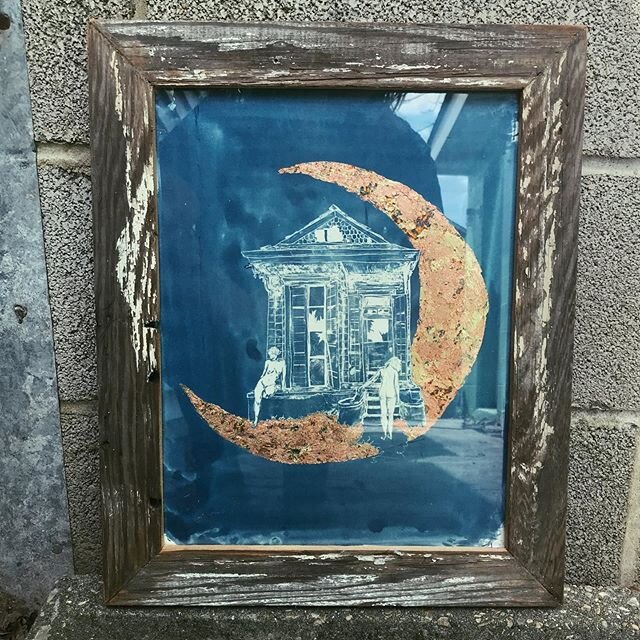 &ldquo;The haunt&rdquo; 2020
Cyanotype and copper leaf 
This is a pretty good  representation of how life is feeling right about now.