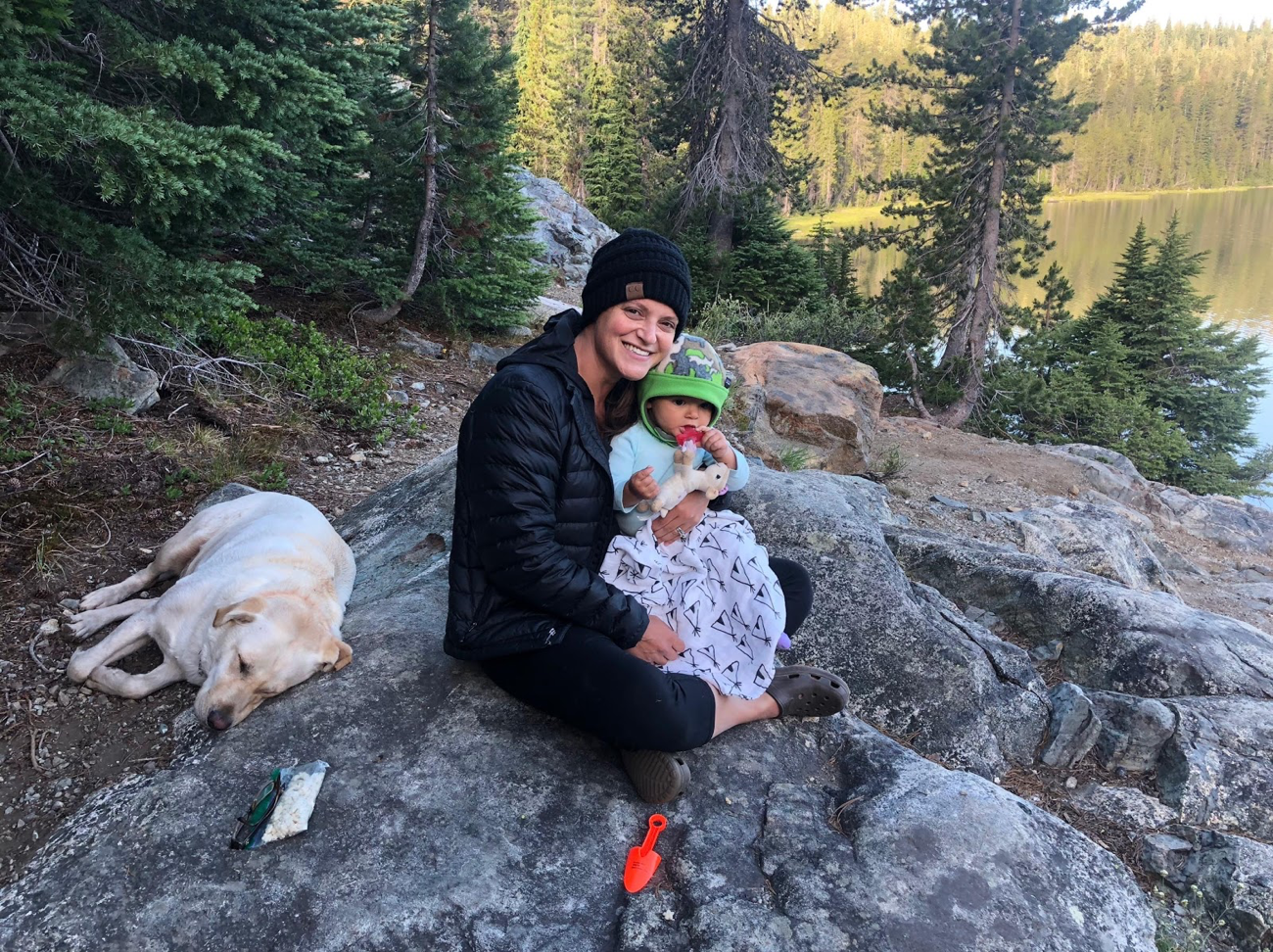 (Morning snuggles and snacks above the lake)