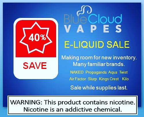 Save 40% on many familiar brands and flavors #vapedeal