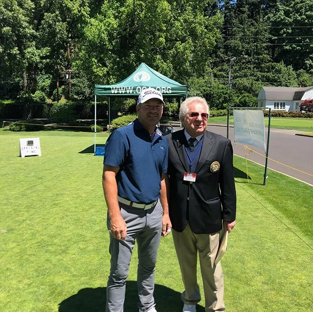 Arrived with my personal fan club to play the US Senior Open Qualifier. Let’s tee it up! #holyroller #waverley #tournamentday #golflife #portland