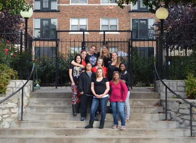 Amethyst Place clients in front of the apartment complex designed by Nelle Peters (Photo: Amethyst Place, 2015)