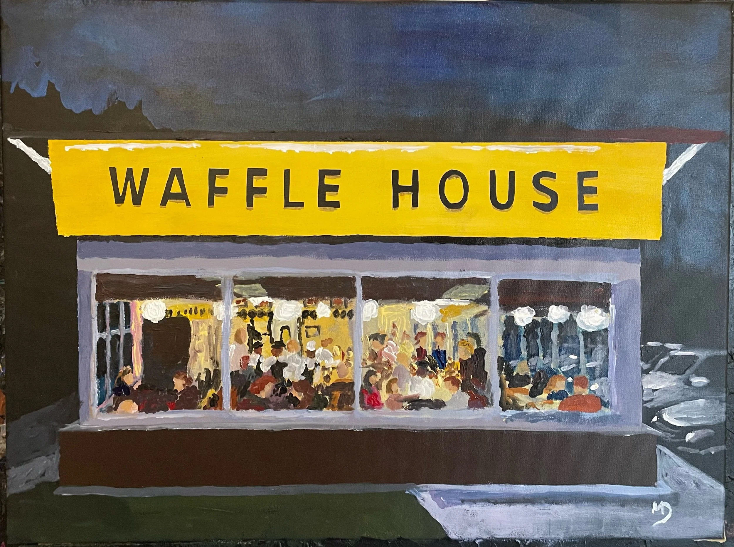 Waffle House Night - Acrylic on Canvas- 18” x 24”-Sold. 2023