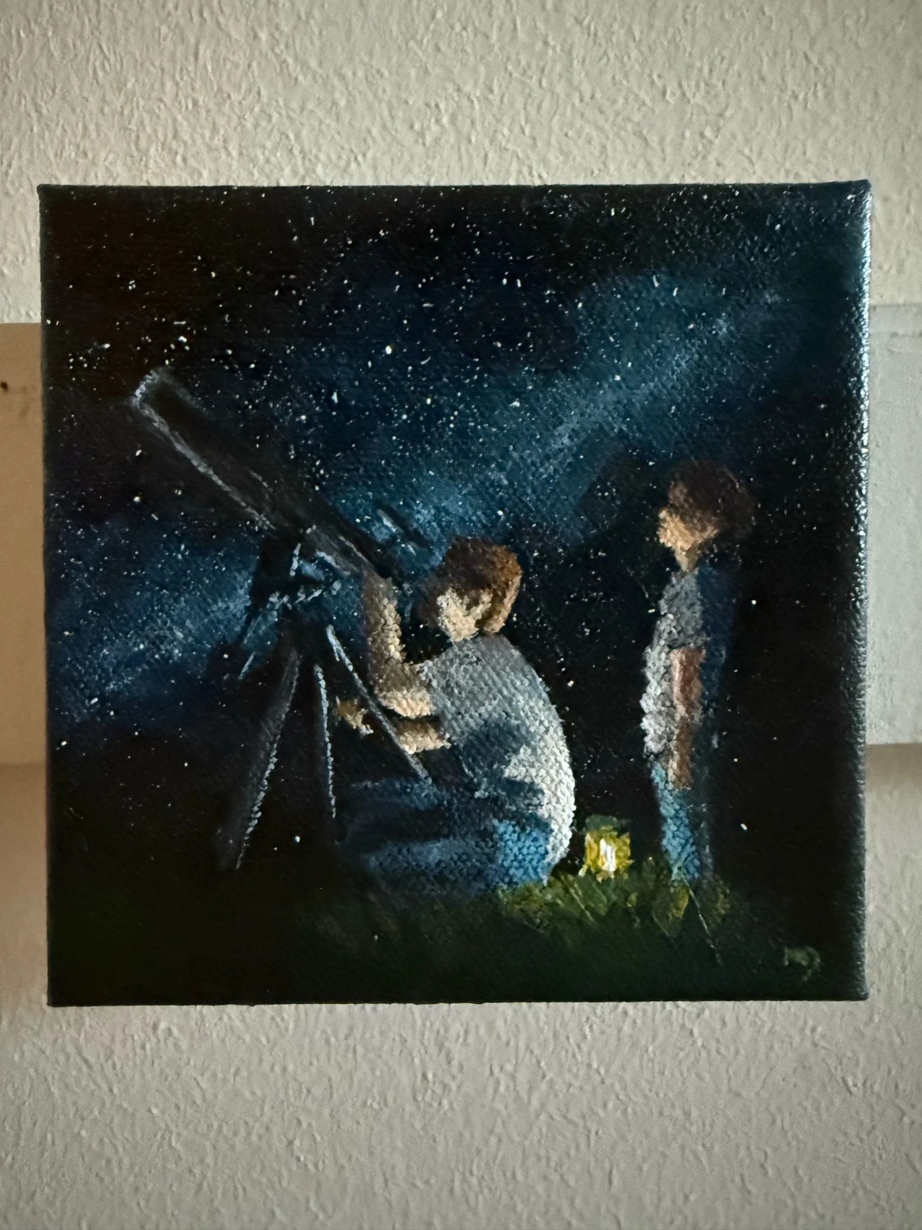 Stargazing-5” x 5” acrylic on canvas. NFS. 2025