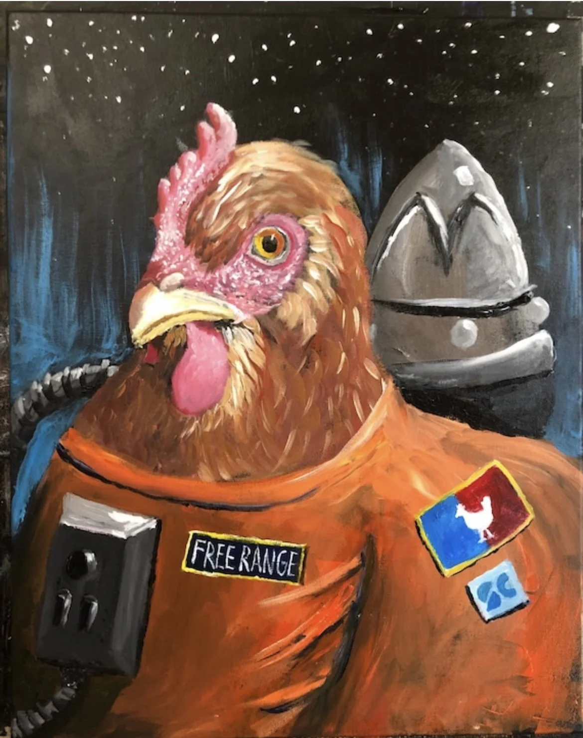 Free Range Chicken-16” x 20” acrylic on canvas. SOLD. 2020