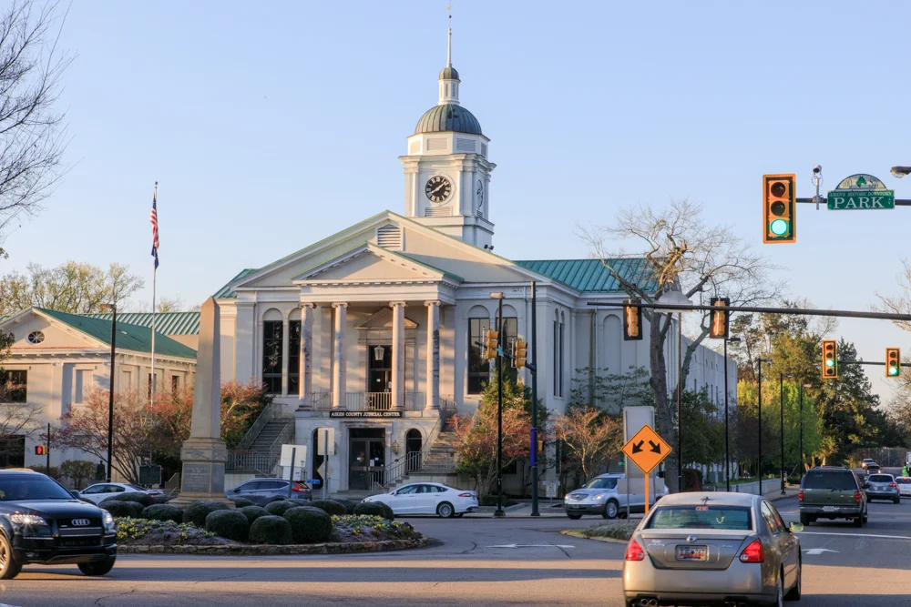 The center of downtown Aiken seemed a good place to start. The Aiken County Judicial Center, or in Southern parlance, the Court House is a common fixture at the heart of many county seat towns in the South.