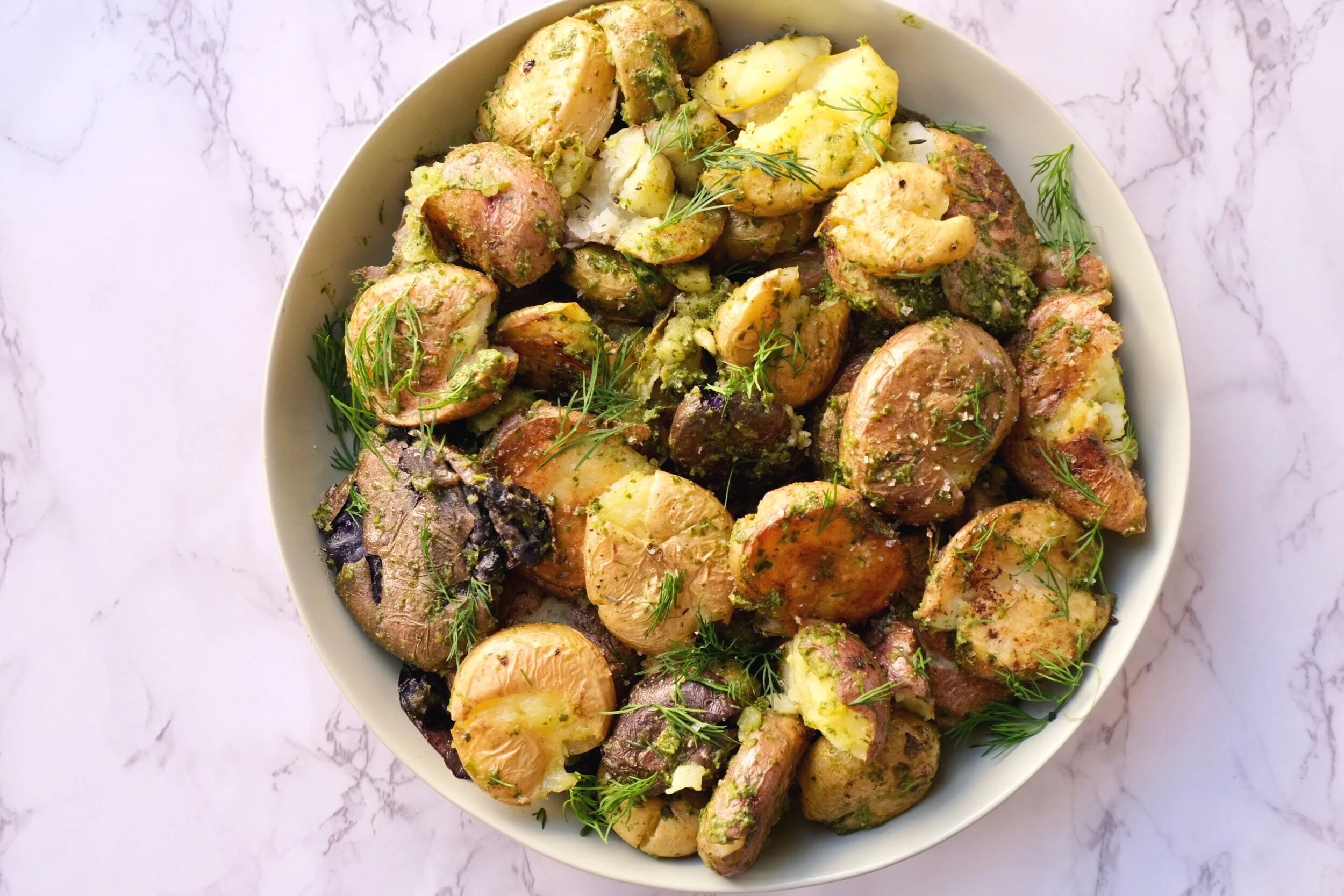 Crispy Smashed Potatoes W Dijon Dill Spooning With Sara