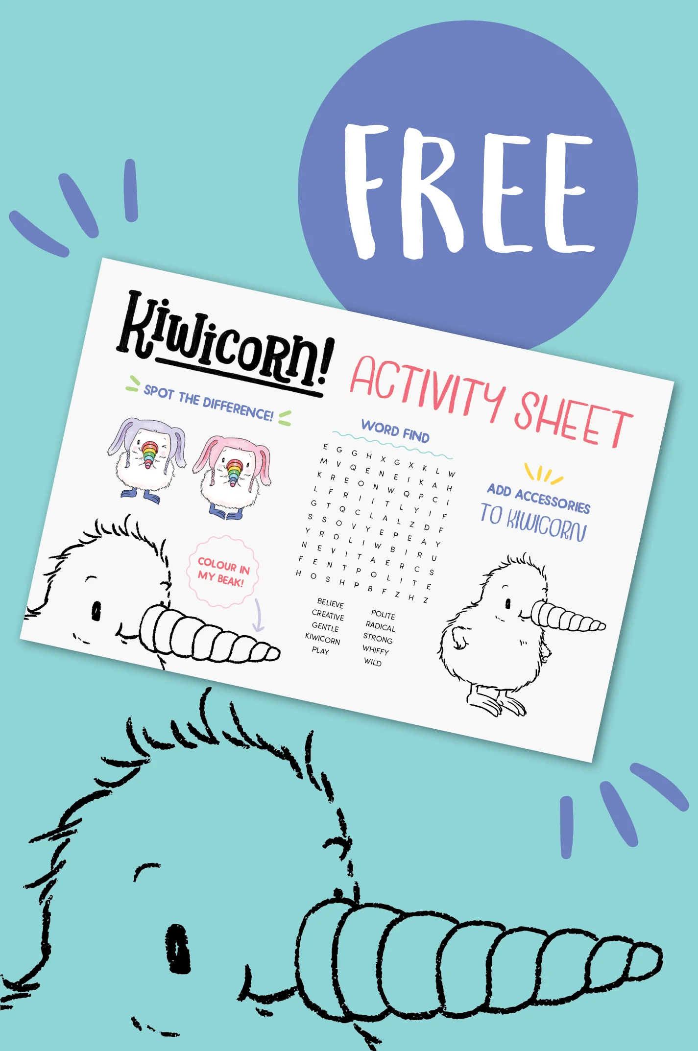 Free Kiwicorn Activity Sheet!