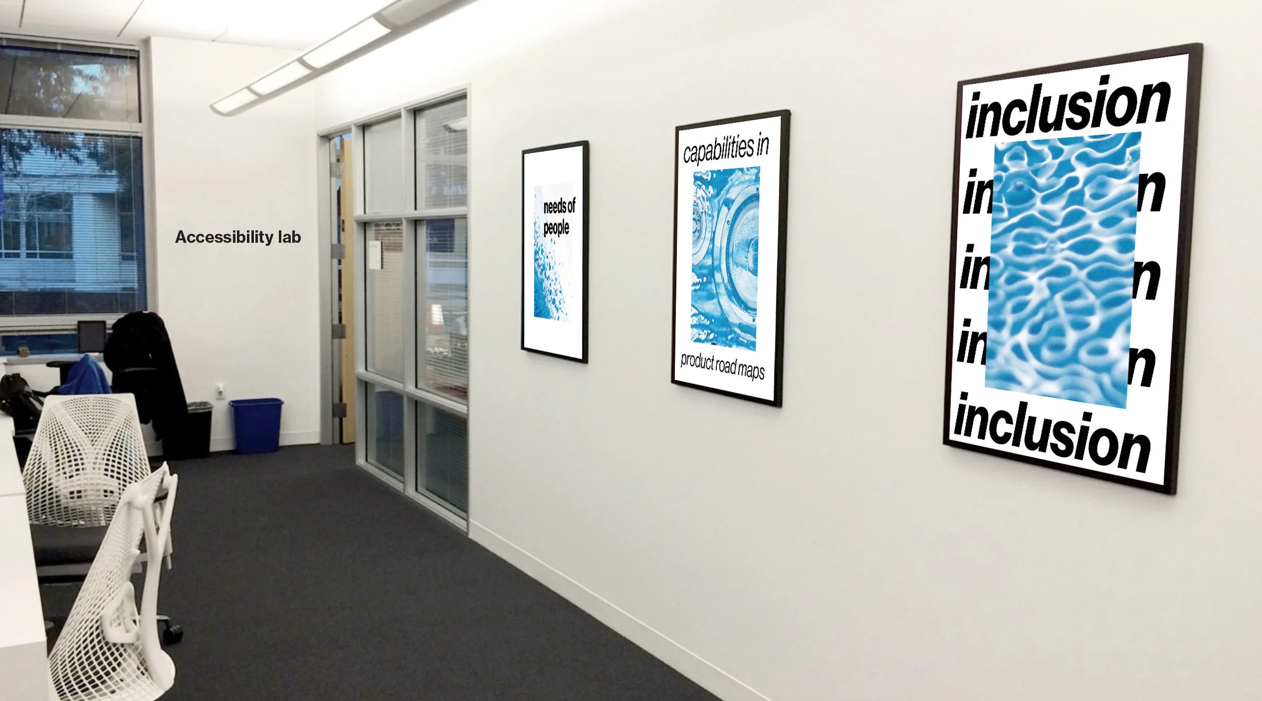 Posters hanging in the Accessibility Lab in Sunnyvale, CA.