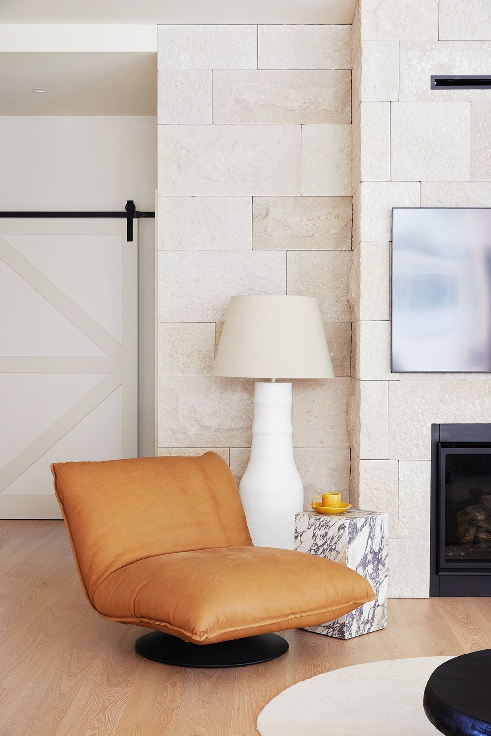 Colour can be as simple as a leather occasional chair!