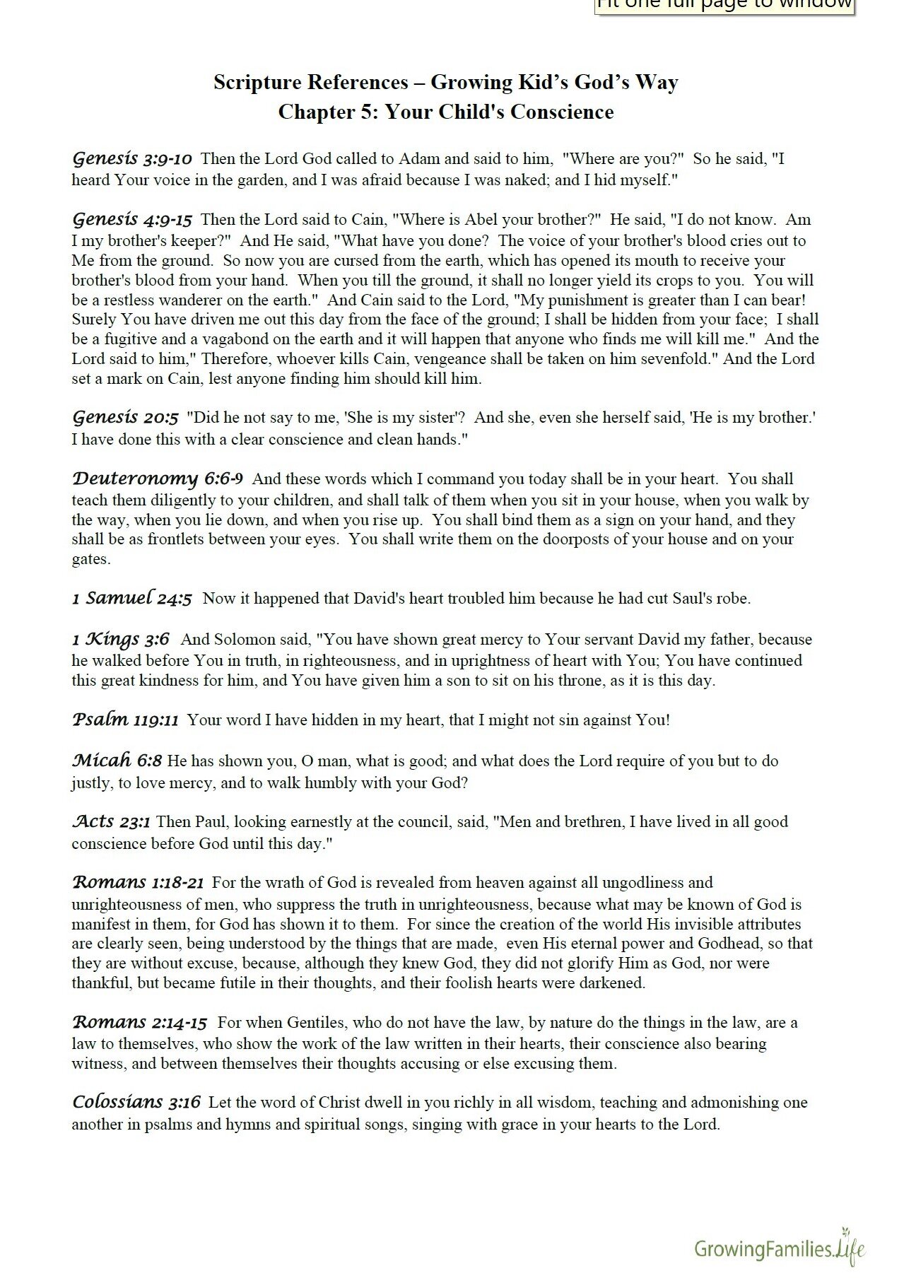 GKGW Scripture List - Visit 5