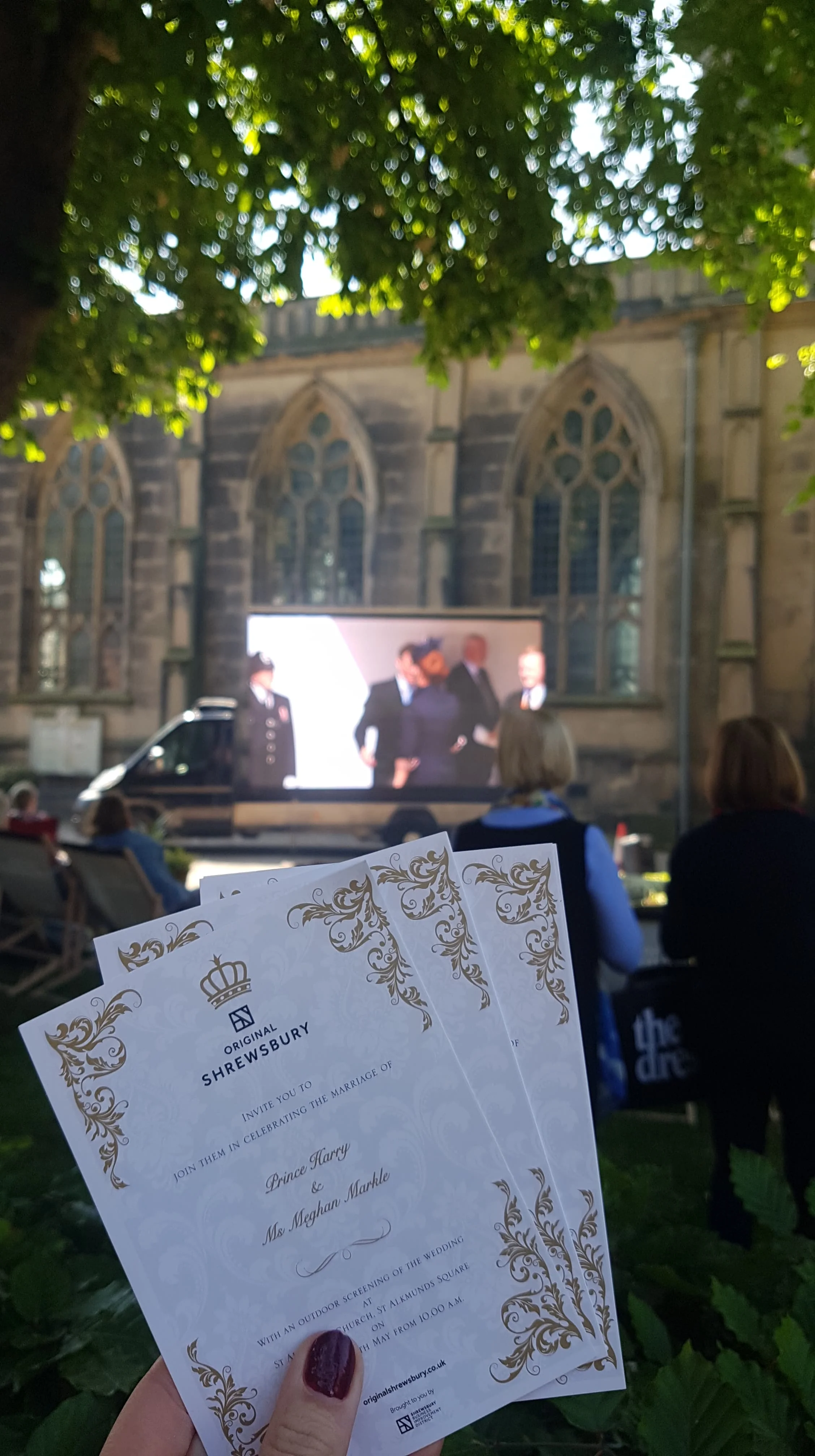  Three invites to the Royal Wedding Screening in Shrewsbury. 