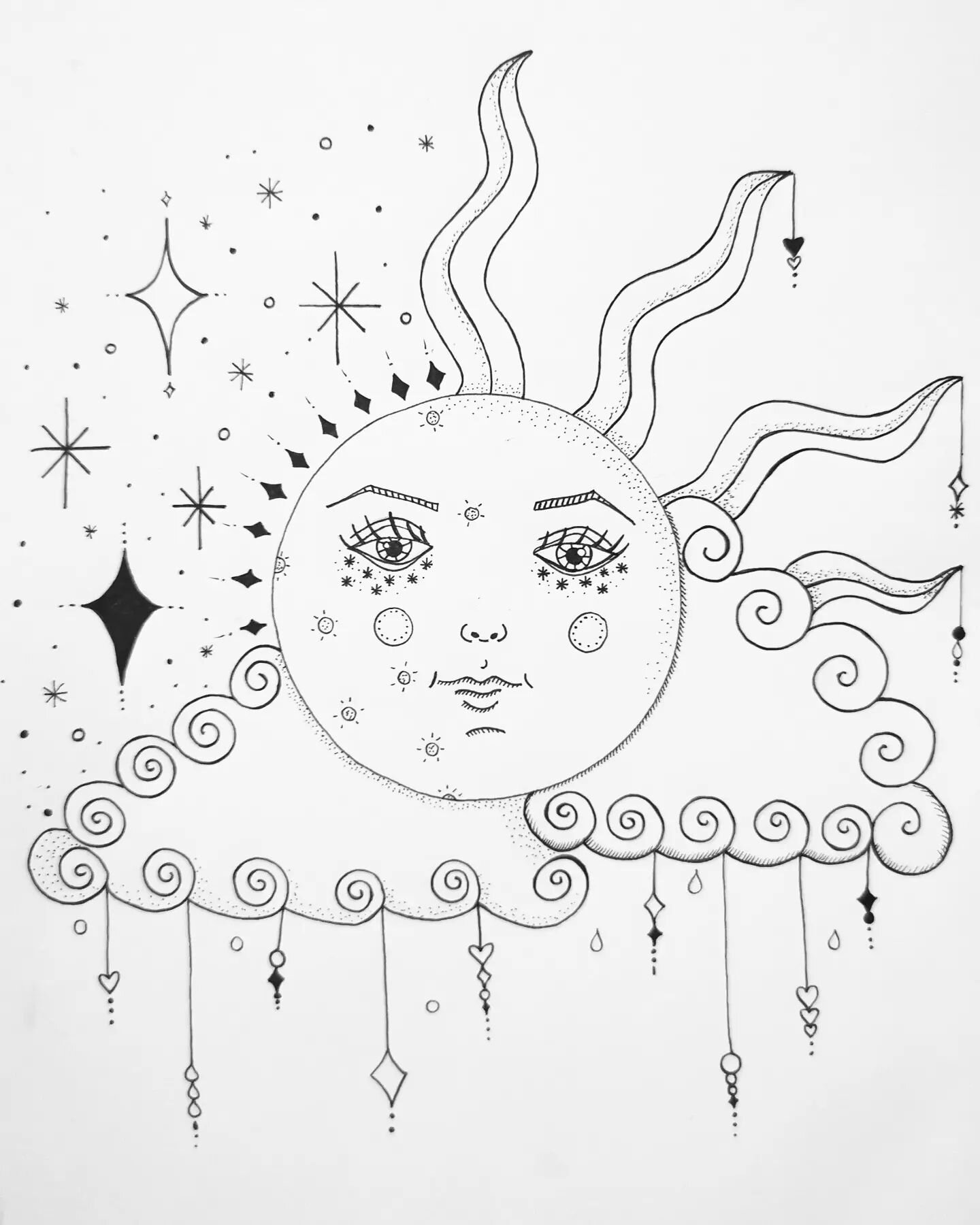 A simple astrological design today!🌞🌜🖤

I love doing this style! Let me know if you want something unique 😉

#tattoo #tattoodesign #tattooartist #skinart #art #sketch #artist #astrology #sun #moon #stars #cloud
