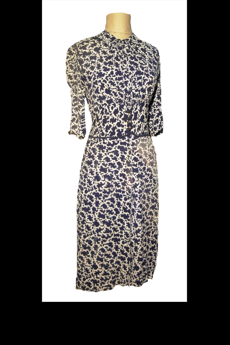 Late 1930s rayon crepe dress