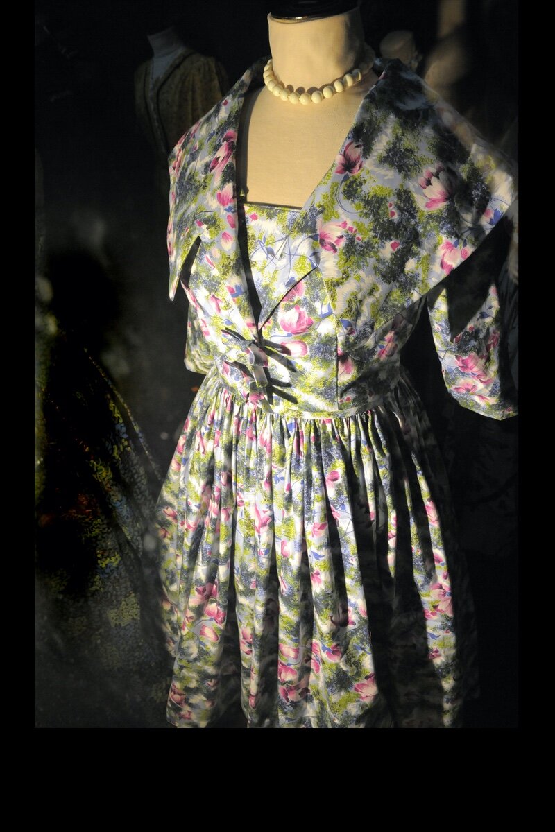 c. 1955 printed cotton poplin summer dress and jacket