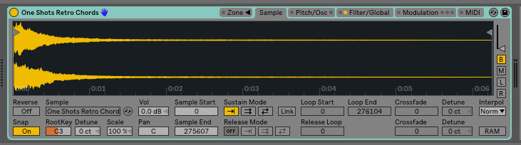 Step 2: Add your one shot to you sampler. With the ableton sampler I can just drag and drop.