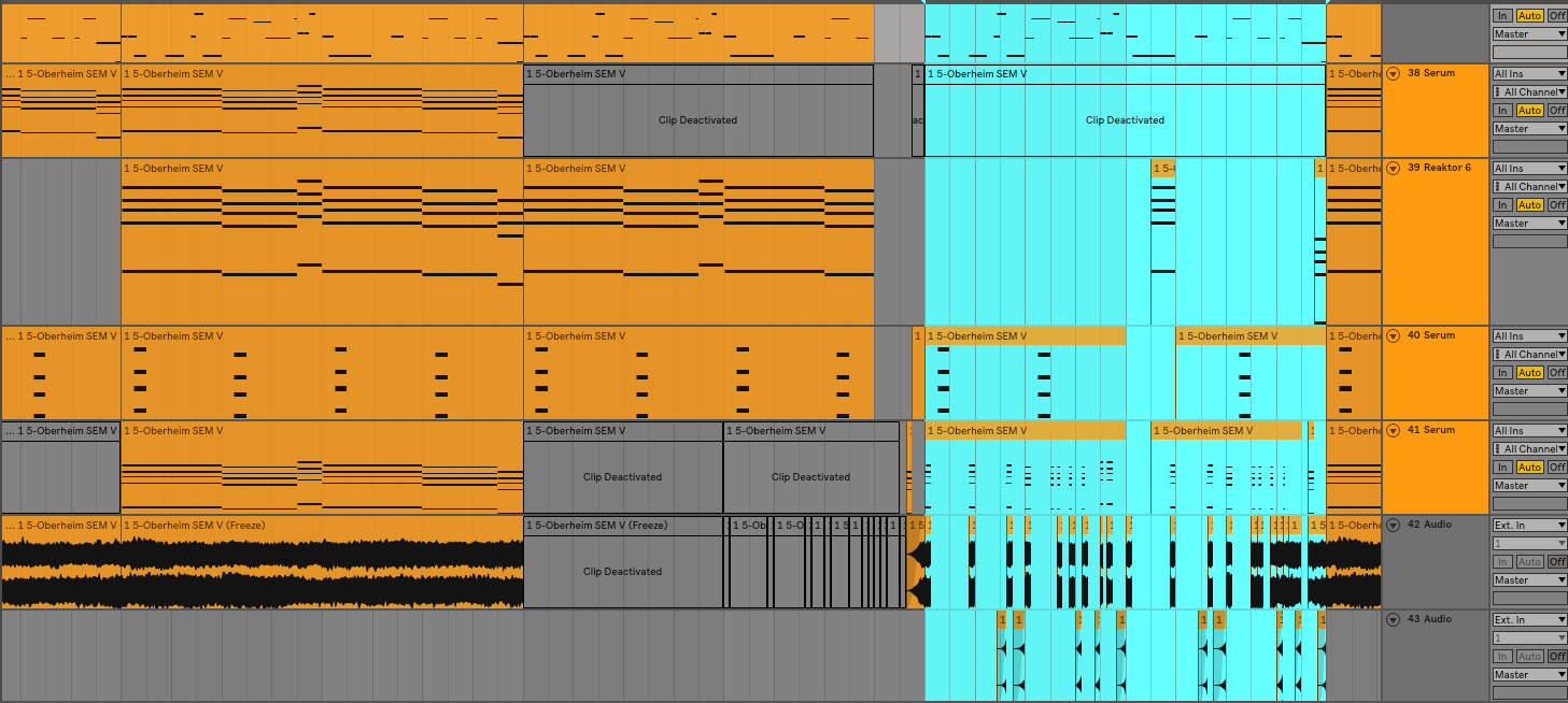 This is the chord and melody section of the track. The section highlited is the B section. It's a pretty obvious difference. The B section has a lot of staccato parts that happen frequently while the part leading up to the B section are longer chords with less movement. 