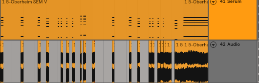 Notice how the chopped audio lines up with the midi above in order to emphasize this groove.