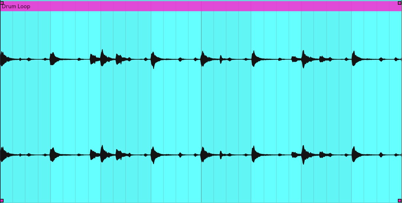 This is what the wave form of that drum loop looks like just for reference.