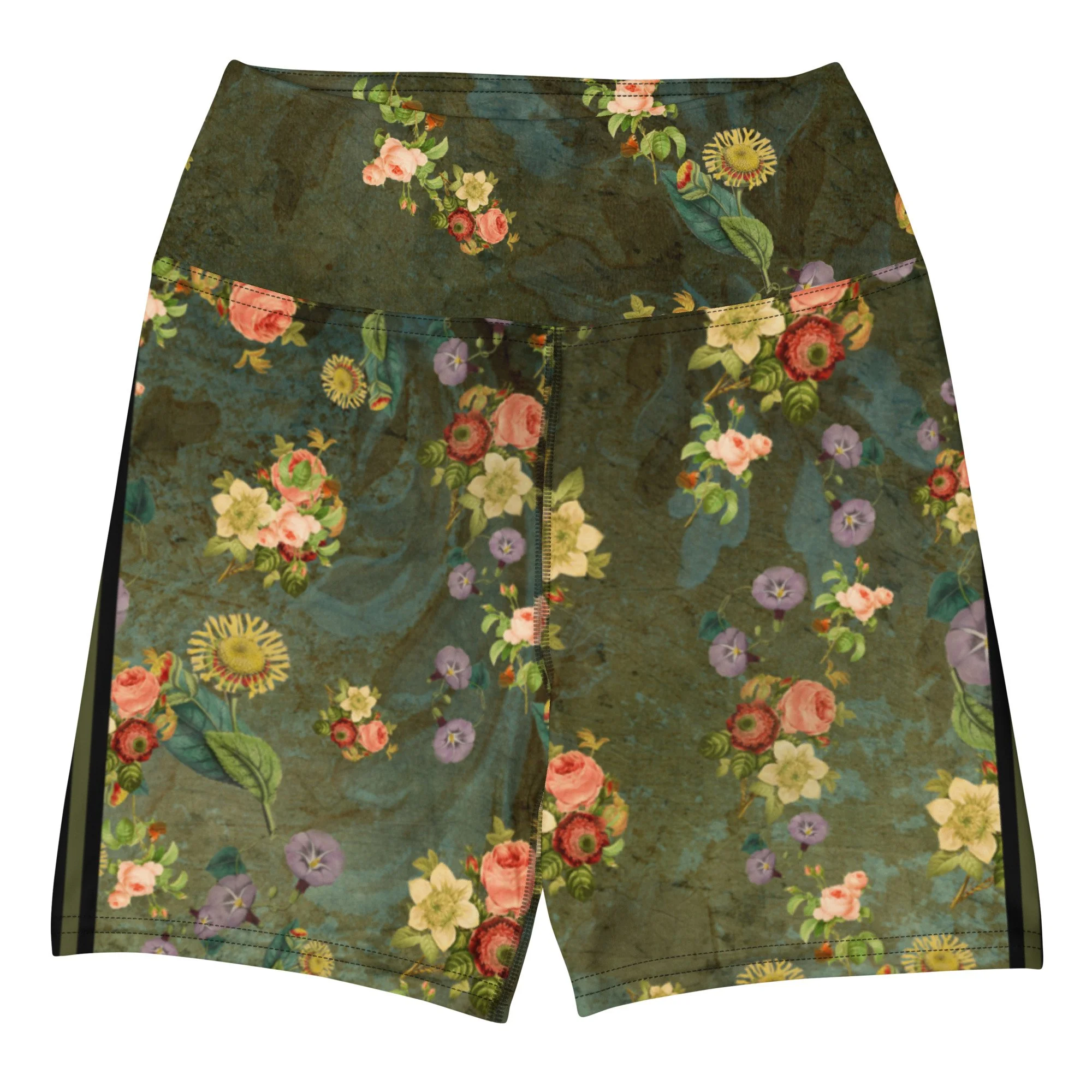 Vintage Olive Yoga Shorts Flat.jpg