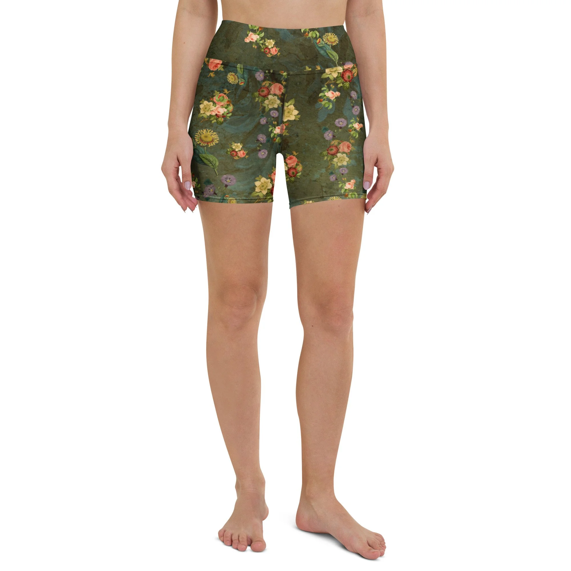 Vintage Olive Yoga Shorts Front.jpg