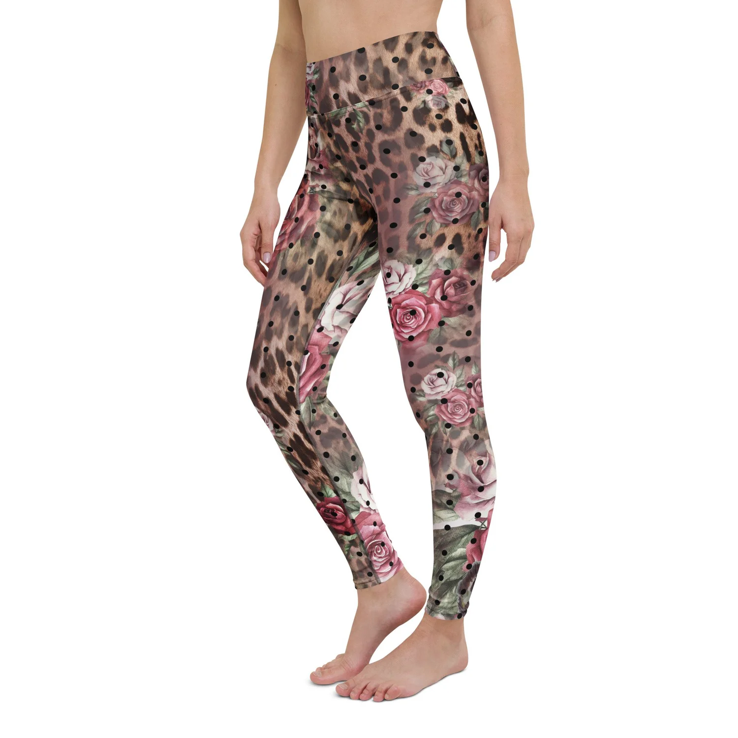 Legging Fitness Gris - Panneaux Latéraux Imprimé Guépard Rose Vif - Neuf Avec Étiquettes