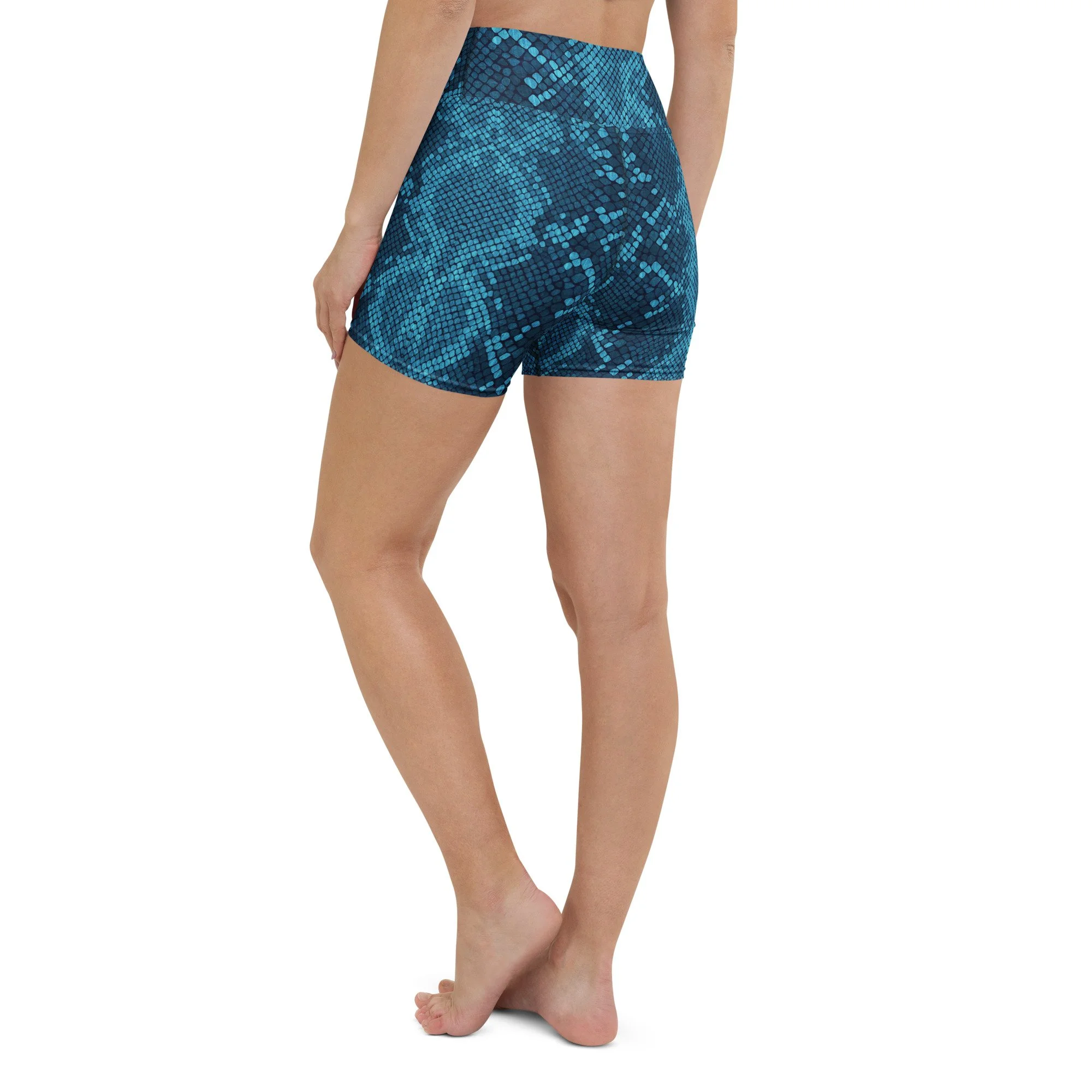 Python Beaming Blue Yoga Shorts For the Love of Rockstars.jpg