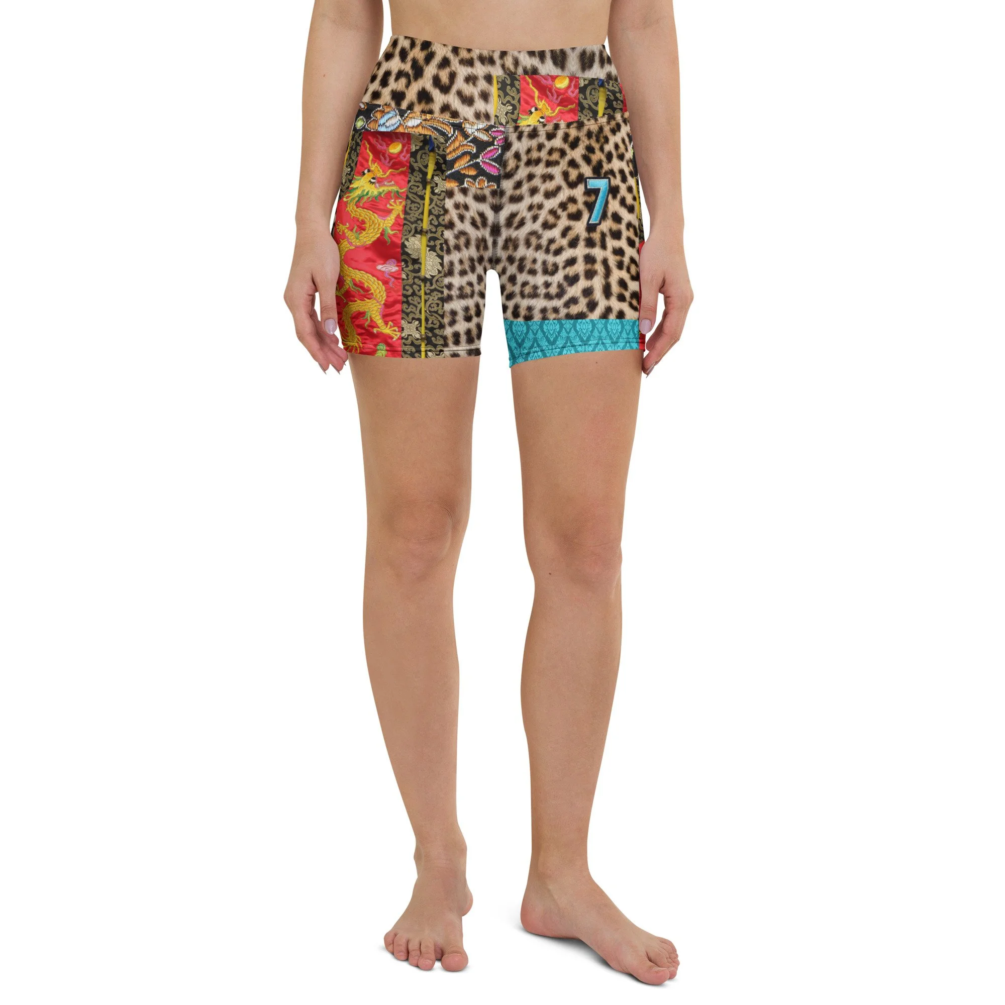 Lucky 7 Brocade Yoga Shorts Front.jpg