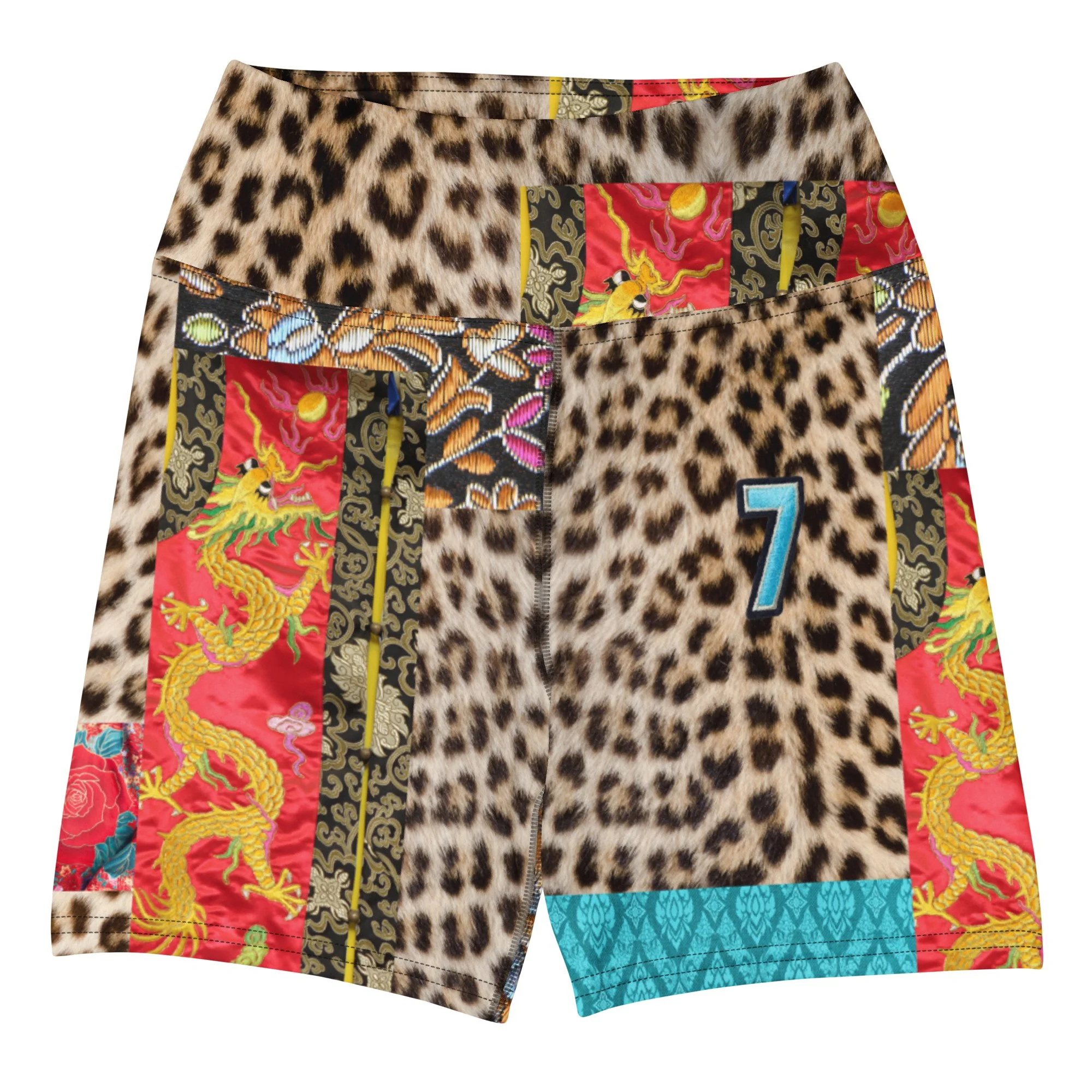 Lucky 7 Brocade Yoga Shorts Flat.jpg