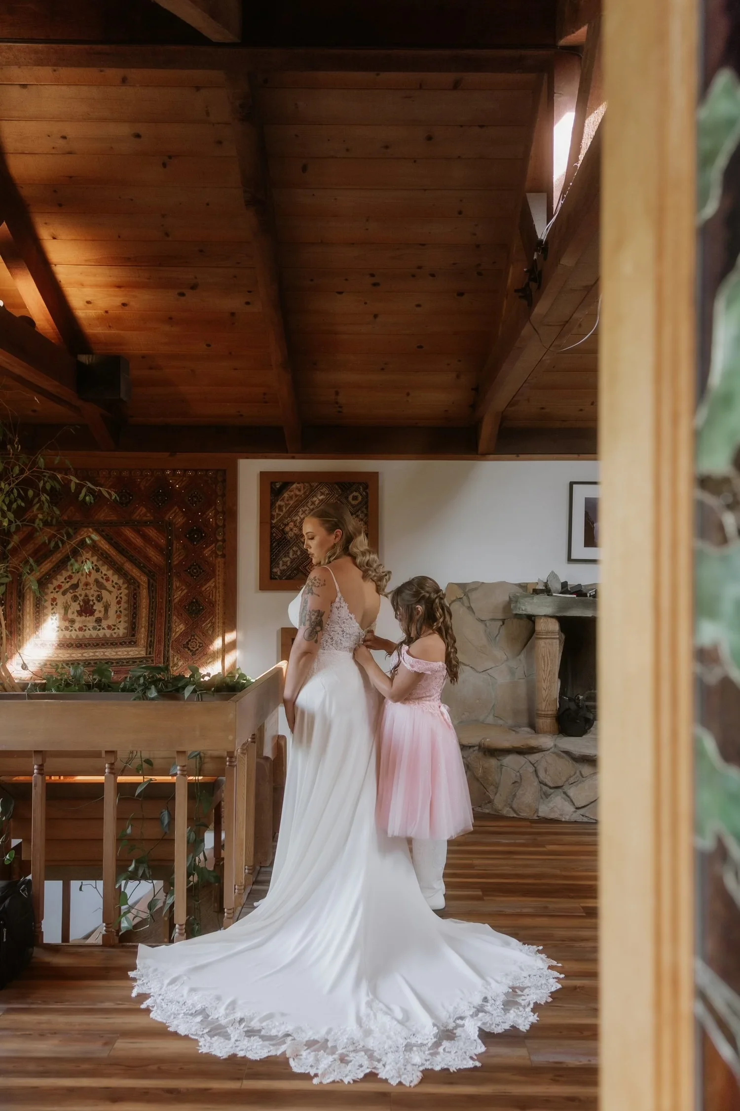 Micro wedding ceremony arch in the forest at Faerie House Idyllwild event venue