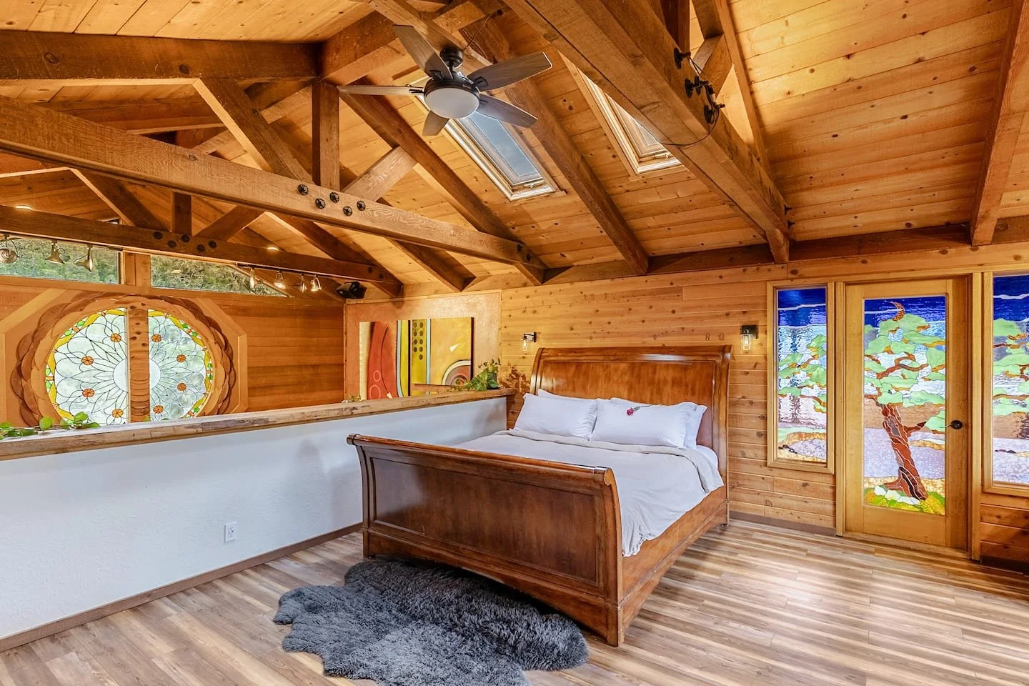 Master mountain suite with king bed and forest views, a romantic anniversary retreat at Faerie House Idyllwild
