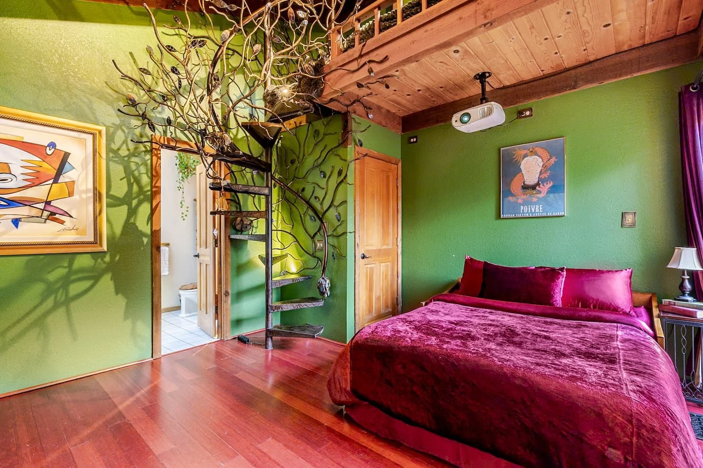 Enchanted treehouse theatre suite with themed styling at Faerie House Idyllwild