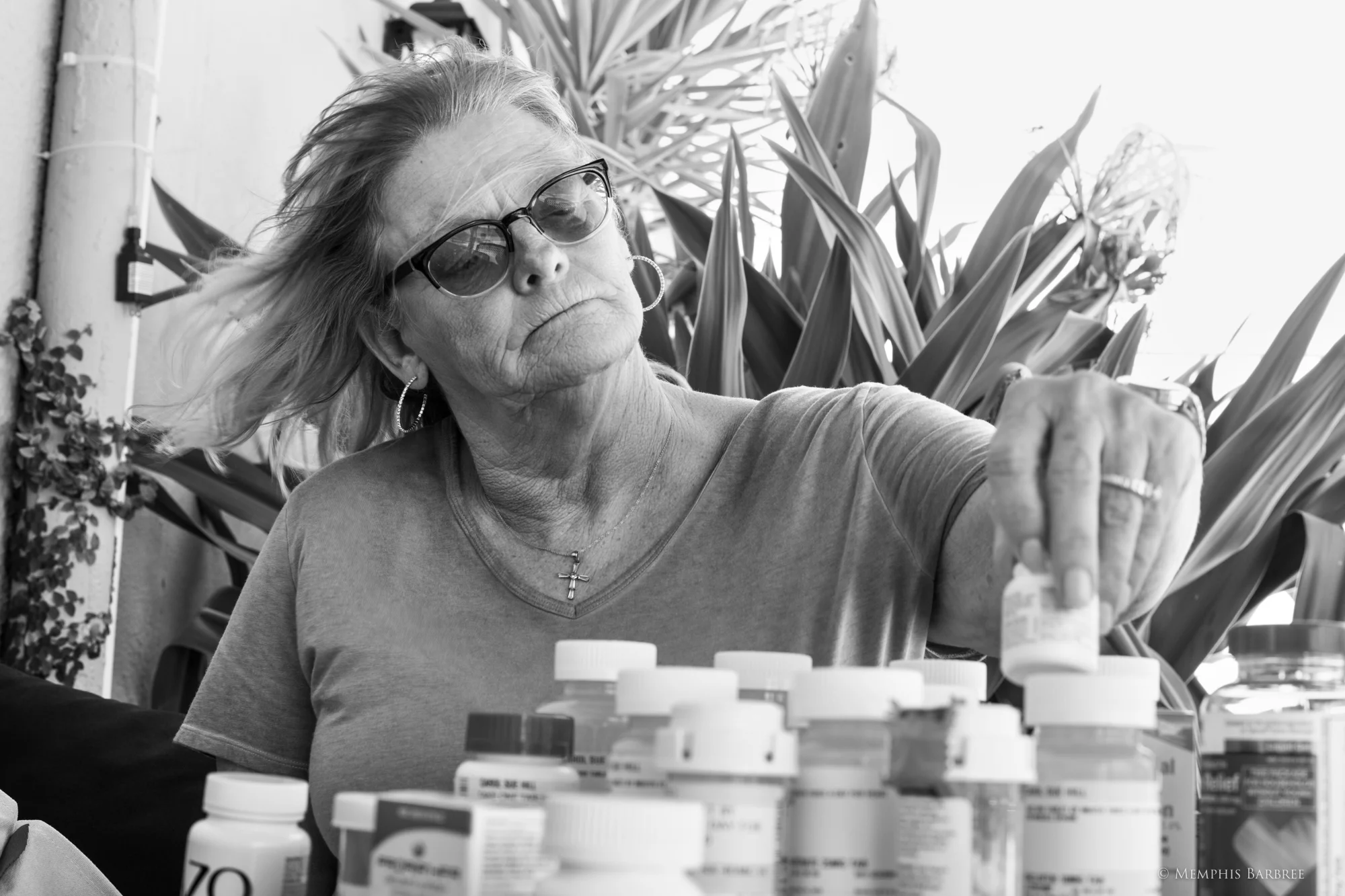 Susie Hill - Specialist, Telecommunications, U.S. Women's Army Corps - She takes 17 prescriptions each day in an attempts manage her symptoms.