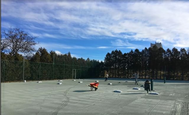 #tbt to laying down some fresh clay at Oakdale Golf &amp; Country Club this Spring! We love working on beautiful days like that one. #tennis #job
