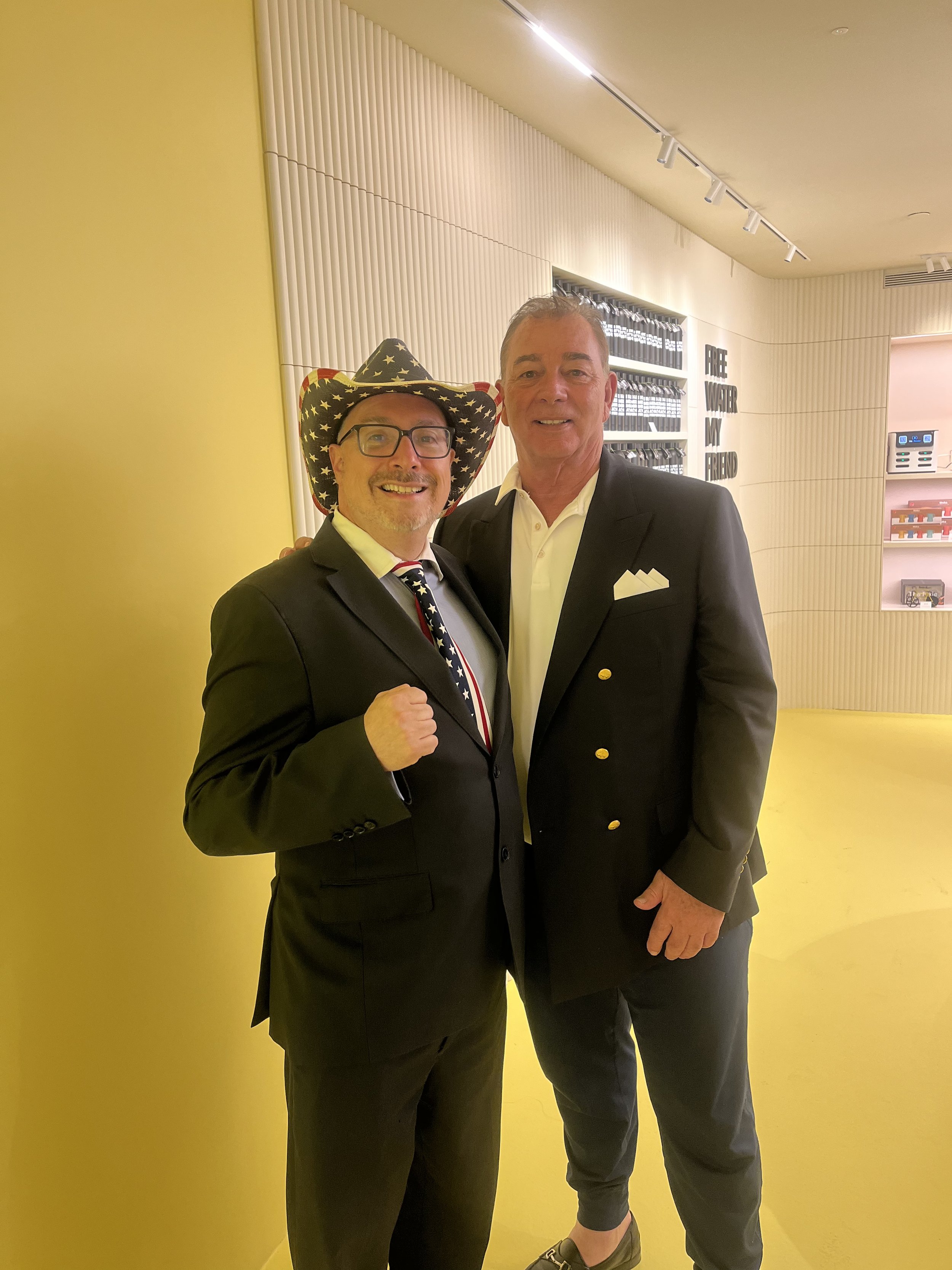 CAC President Marc Corsi (right) with Vincent Steffanini of Barcelona Metropolitan Magazine, the CAC's Media and Press Partner