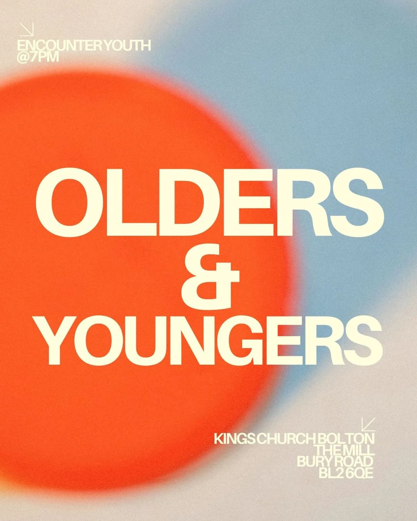 HEY ENCOUNTER! 👋

We are so excited for another Olders and Youngers session tonight! Doors open at 7pm! You don&rsquo;t want to miss it! 

Make sure you invite your friends! 

SEE YOU SOON! 👋