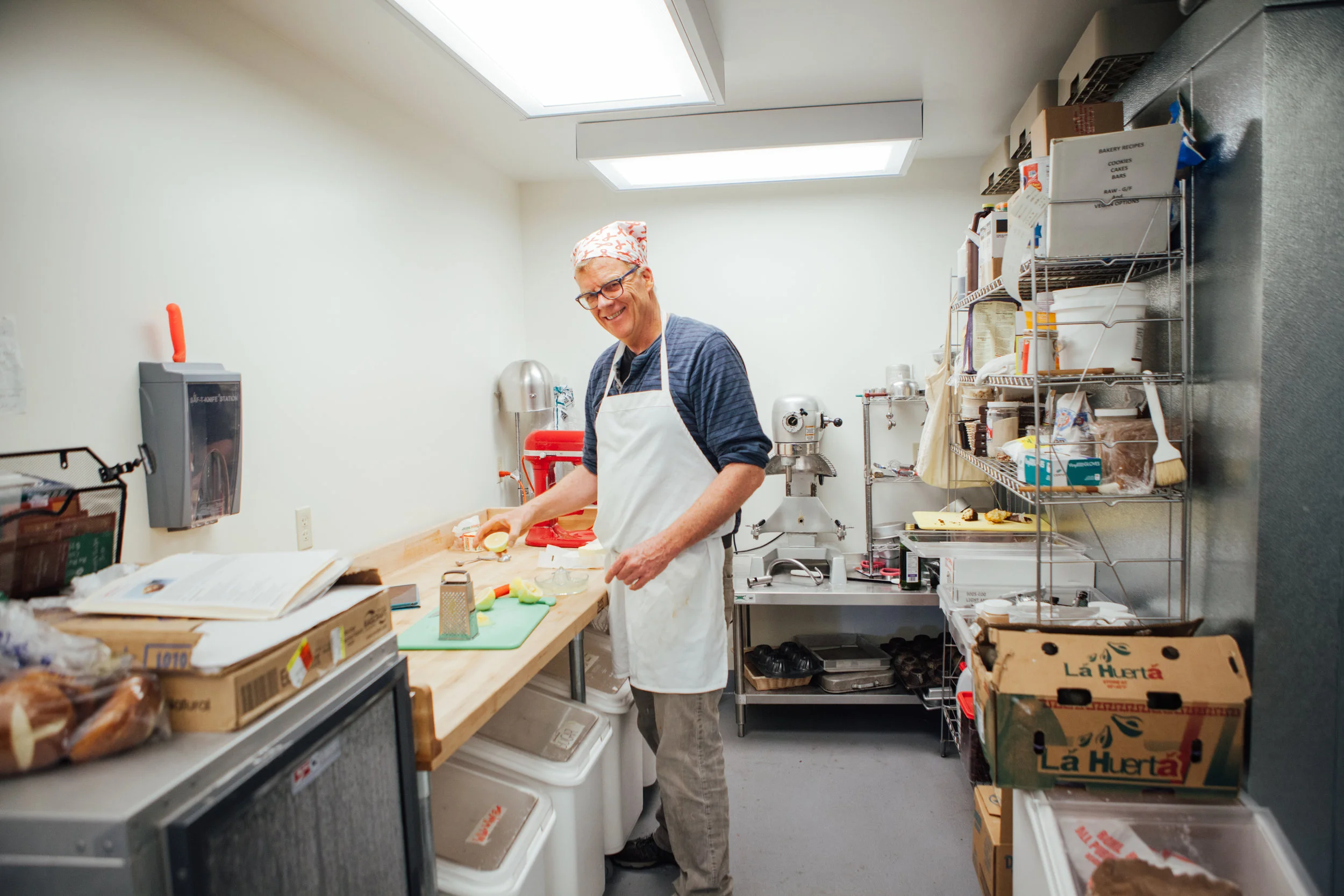 Kevin prepares some lemony treats in the new baking room!
