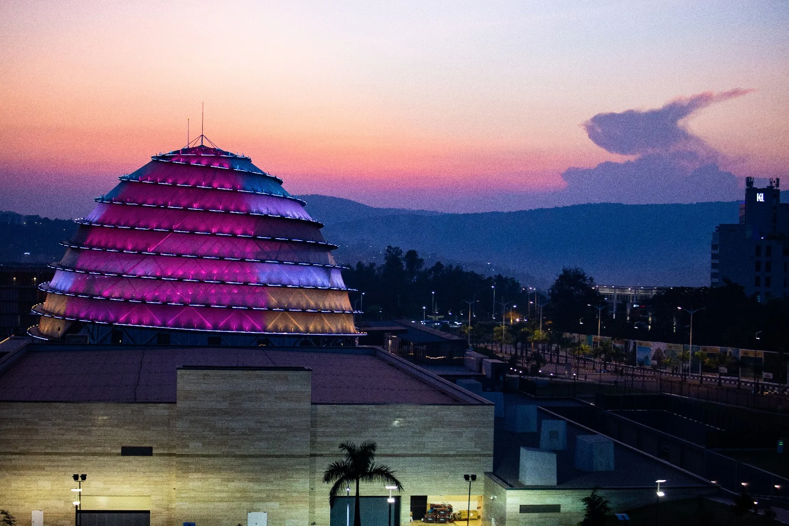 View over Kigali's Convention Centre from Westerwelle Startup Haus' rooftop terrace.