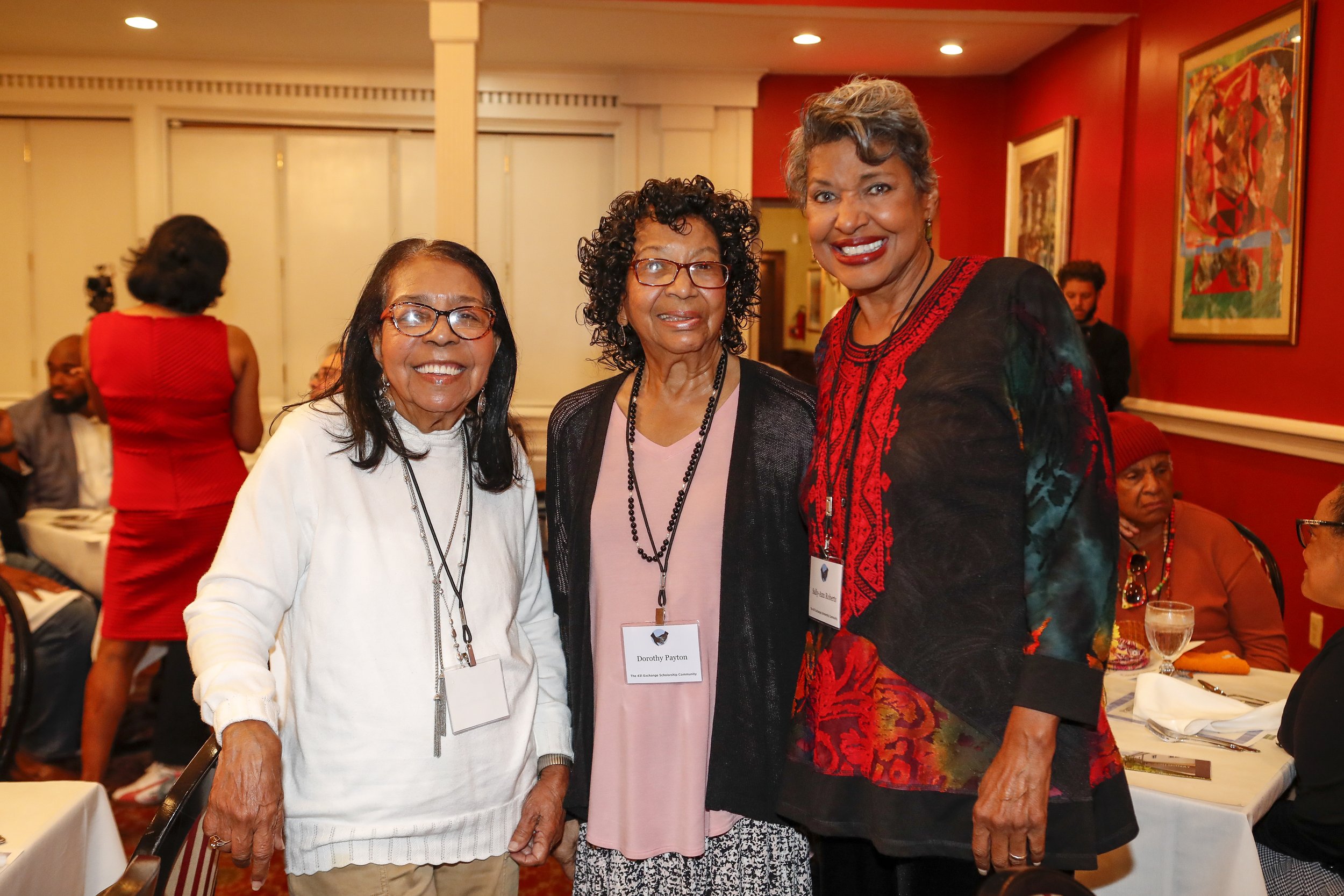 AEC Amelia Waters '71, Dorothy Payton '68, with Sally-Ann Roberts American Broadcaster