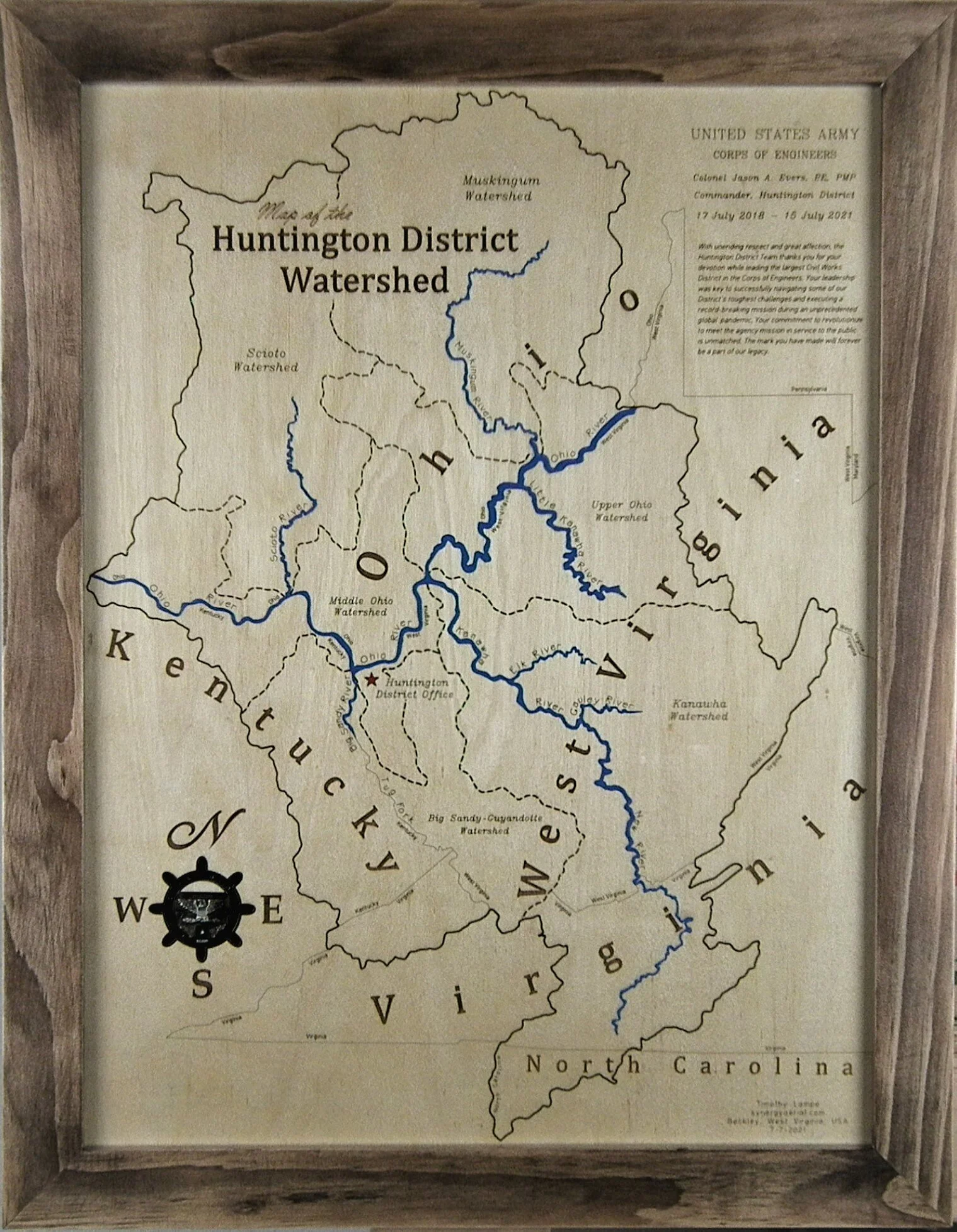 15-1/2" x 20-1/2" flat map of the Huntington Watershed District
