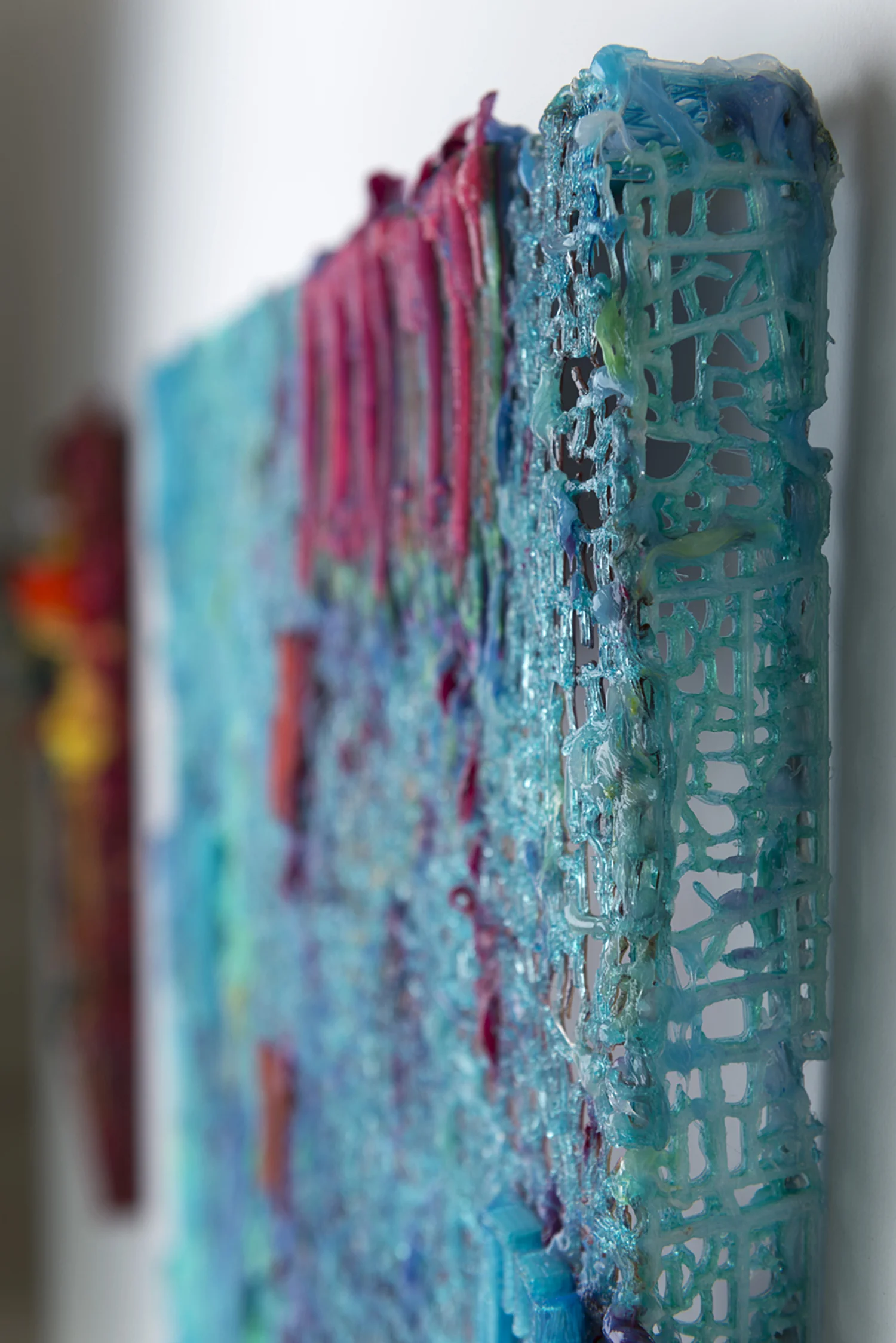 Fibrous Aura, 2017 w. 80cm x h. 80cm x d. 10cm | w. 30” x h. 30” x d. 4.5” 3D printed plastic, alkyd paint, silicone