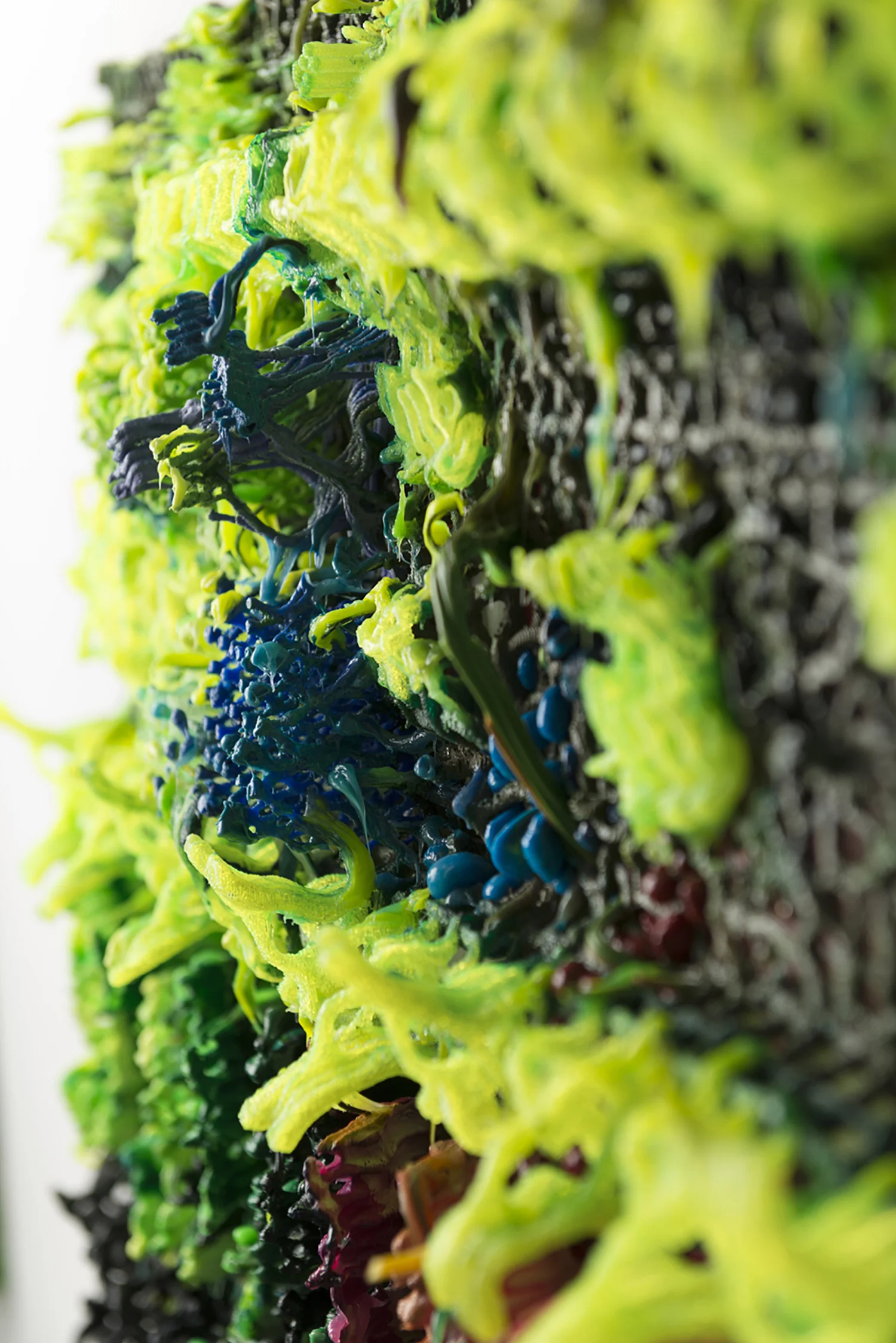 Ready-grown Paintant, 2017 (detail) w. 80cm x h. 80cm x d. 10cm | w. 30” x h. 30” x d. 4.5” 3D printed plastic, alkyd paint, silicone