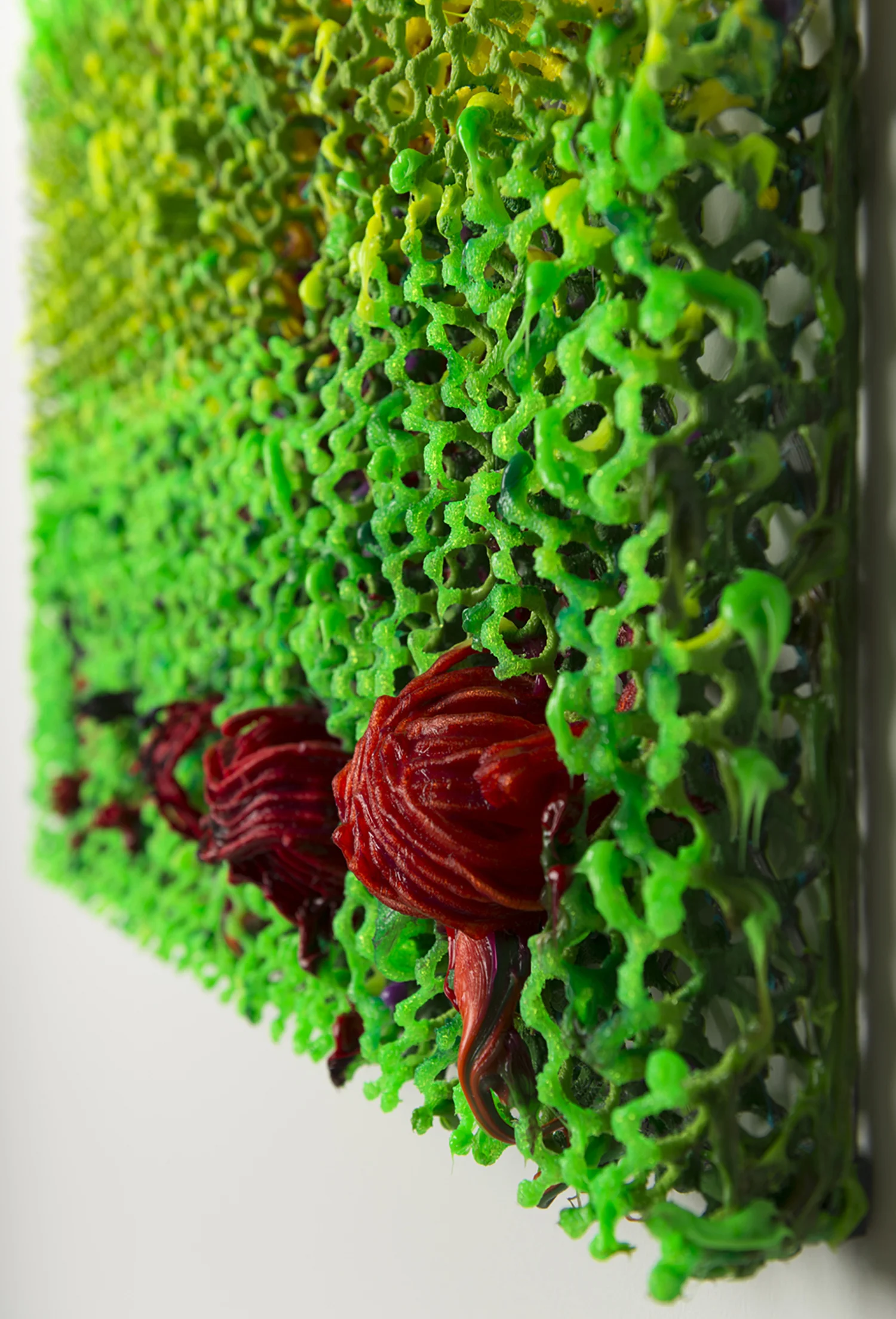 Intra-Reverberance, 2017 w. 80cm x h. 80cm x d. 10cm | w. 30” x h. 30” x d. 4.5” 3D printed plastic, alkyd paint, silicone