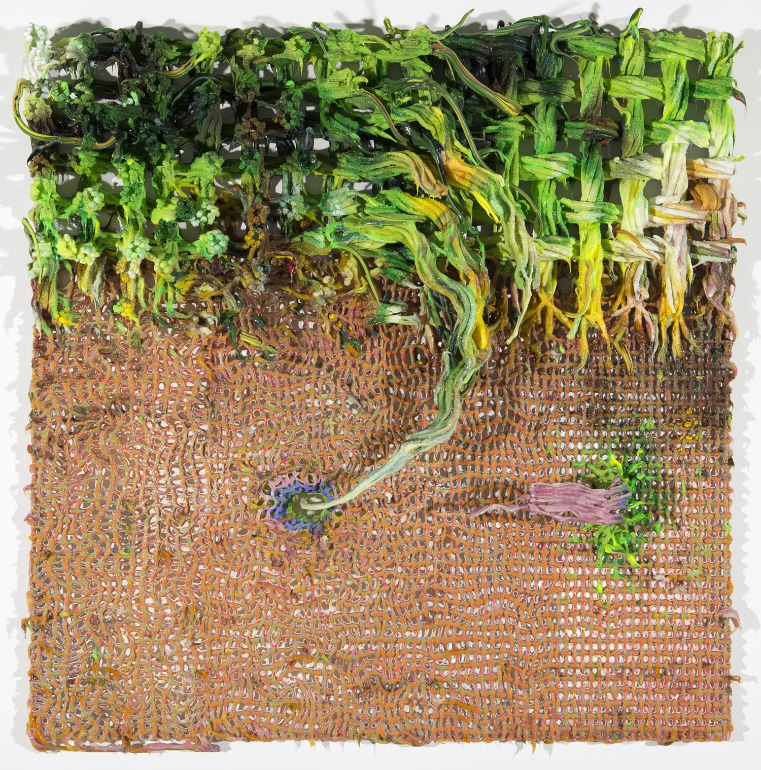Pictorial Reflux, 2017 w. 80cm x h. 80cm x d. 10cm | w. 30” x h. 30” x d. 4.5” 3D printed plastic, alkyd paint, silicone