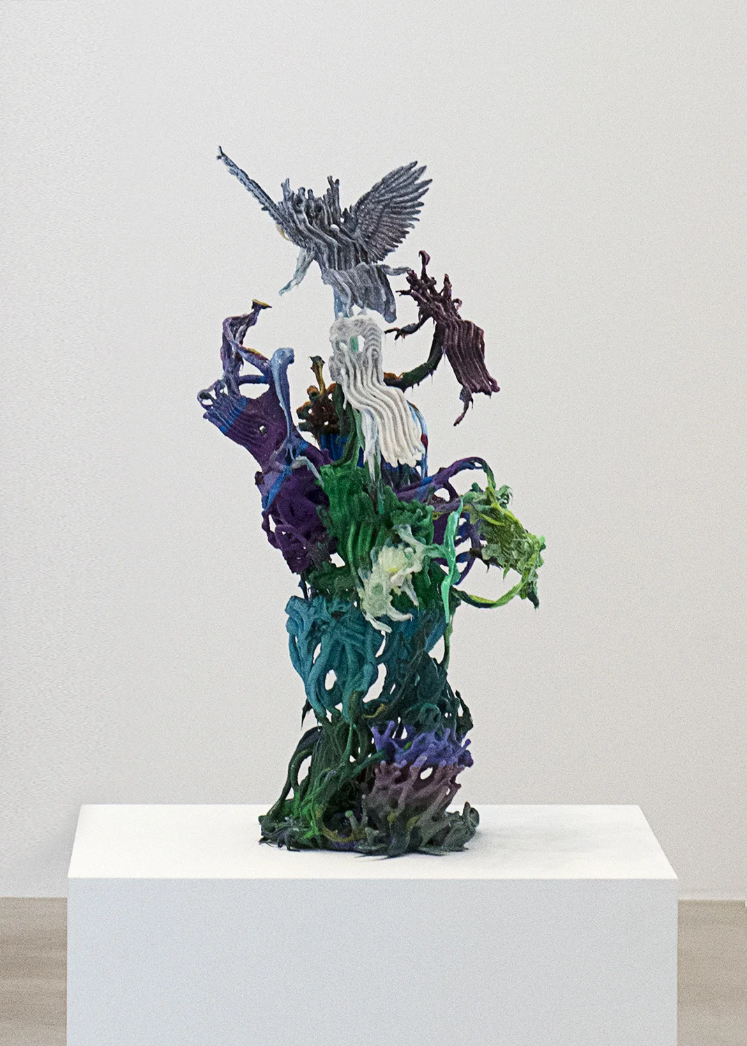 Take-off Paintant #2, 2017 h. 27” x w. 18“ x d. 18“ 3D printed plastic, alkyd paint, silicone, acrylic paint