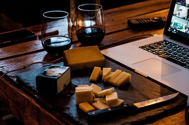 WINE AND CHEESE (class). Yes, this is the second week in a row we are crushing bottles in the name of education. #coronaphotoproject #caitatwork