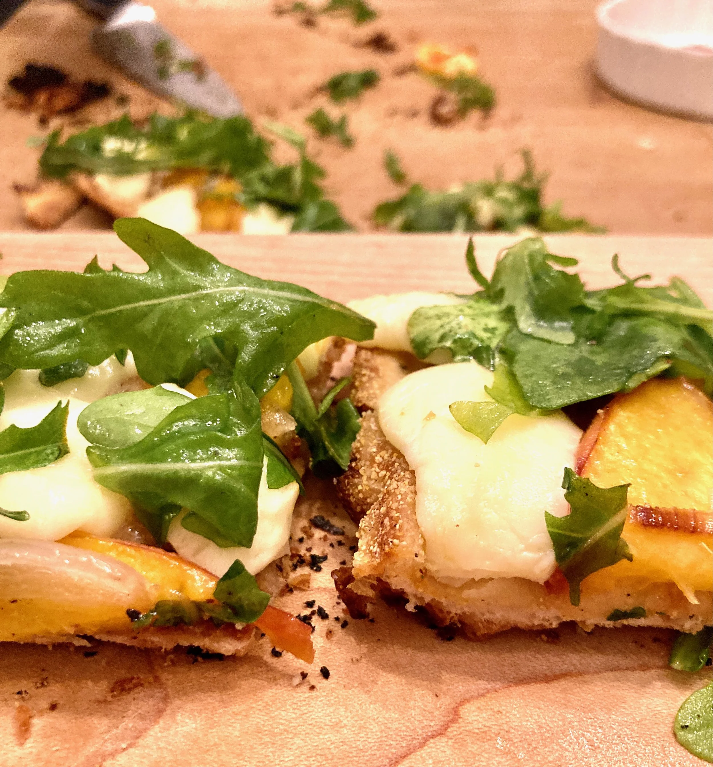 Grilled Peach and Curd Pizza