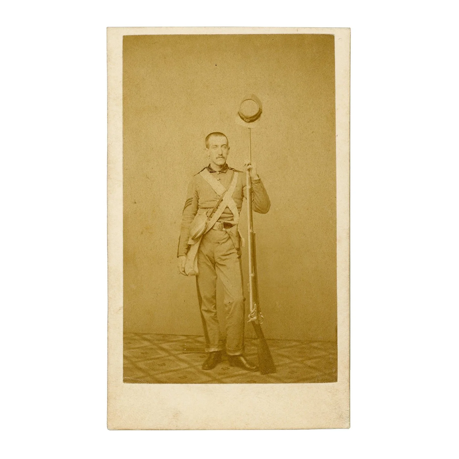 CDV of Sergeant Stephen O. Ryder, 7th New York State Militia, Armed with Rifle and Revolver